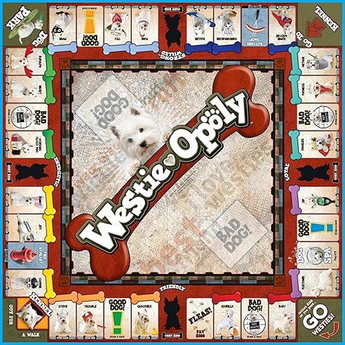 Miniatura 4 de Late for The Sky Westie-opoly Dog Lovers - Juego de mesa de estrategia familiar West Highland Terrier, a partir de 8 años, 2 a 6 jugadores,