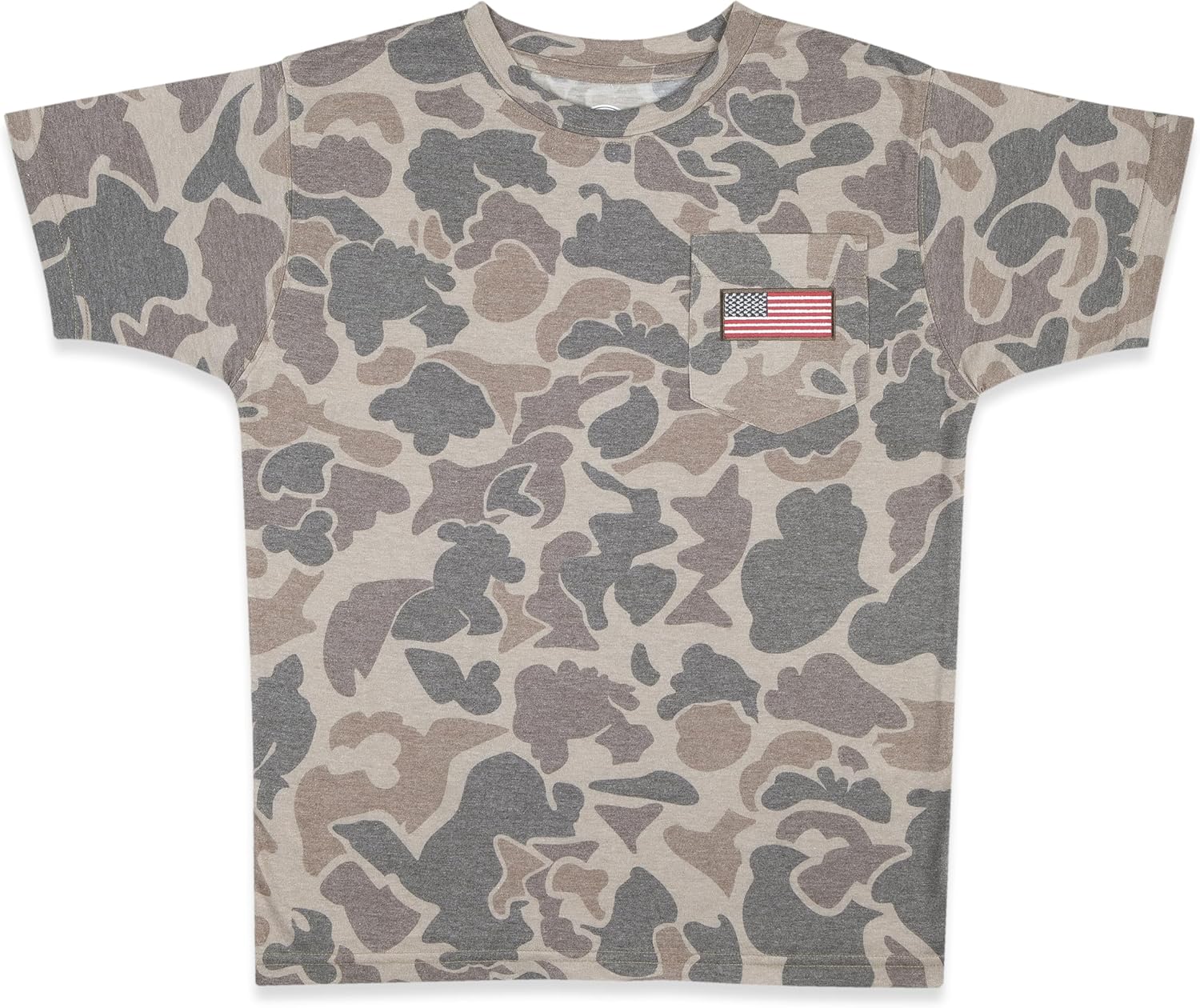 Men's Patriotic T-Shirt, Realtree and Mossy Oak Camo T-Shirt for Men, Hunting Apparel with USA Flag Embroidery