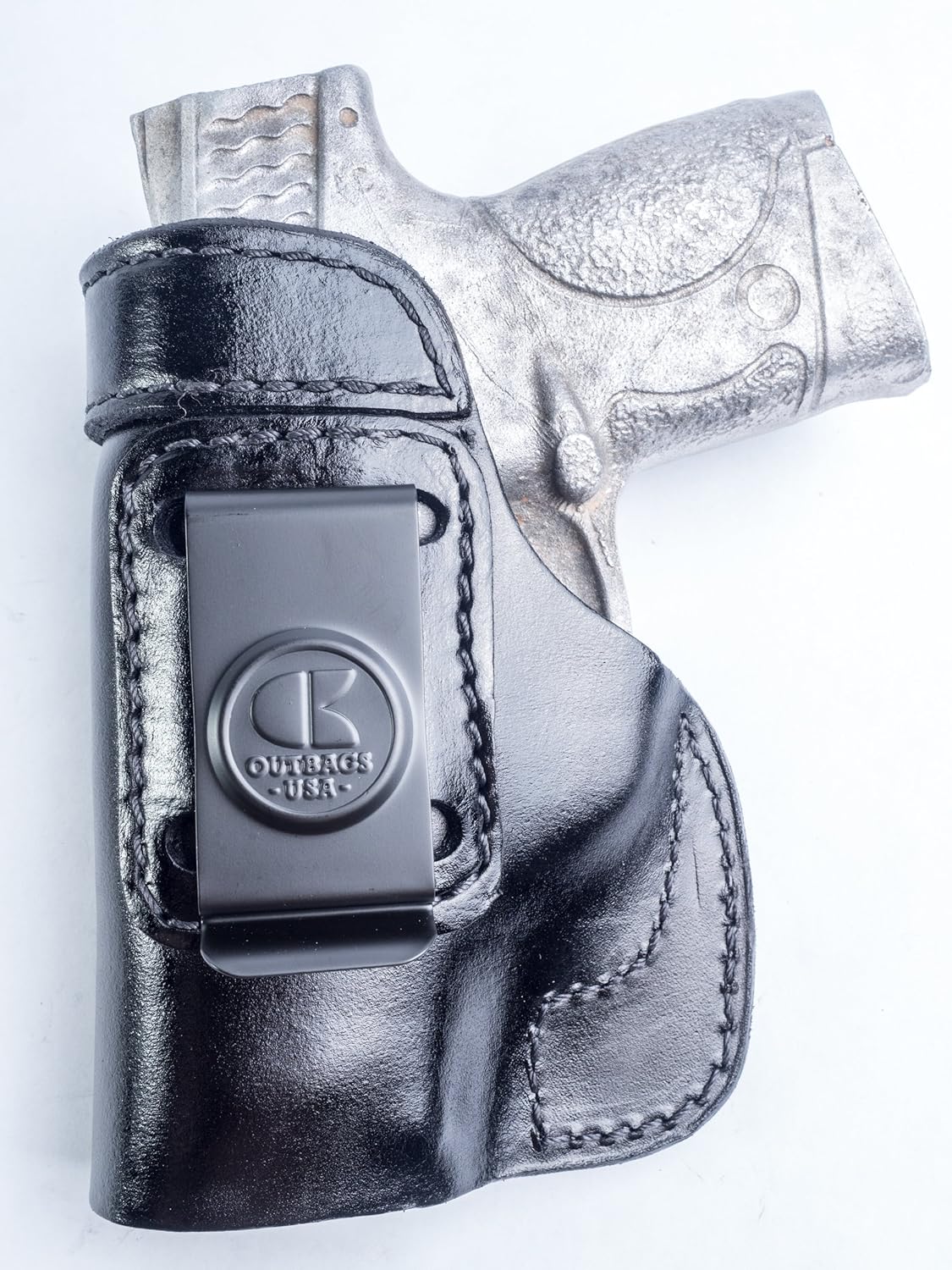 OUTBAGS USA LS2MPC (BK-LH) Full Grain Leather IWB Conceal Carry Holster for S&W M&P9c, M&P40c, M&P M2.0 Compact 3.6". Handcrafted in USA.