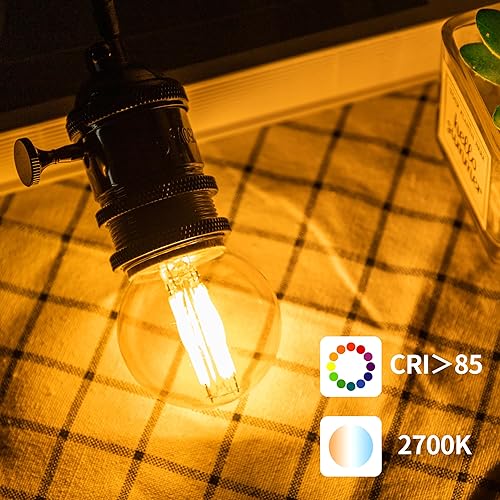 Miniatura 8 de Bombilla LED G16.5, pequeñas bombillas redondas Edison, bombillas E26 regulables de globo ámbar, bombilla Edison de filamento LED vintage de 6 W