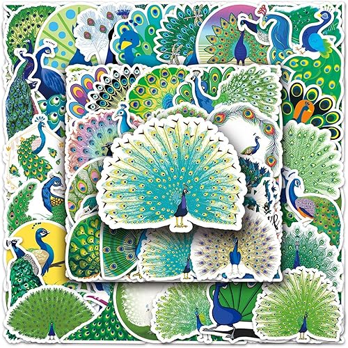 Miniatura 6 de Calcomanías de pavo real para niños y niñas adolescentes 50 calcomanías de vinilo de búho verde para botellas de agua calcomanías estéticas de