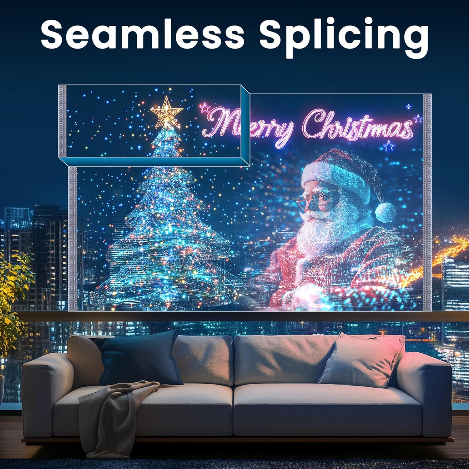 KPCB Tech P5 LED Flexible Transparent Film Screen with High Transparency, LED Smart Film with Foldable & Lightweight for Glass Wall (39.4'' X 15.6'')