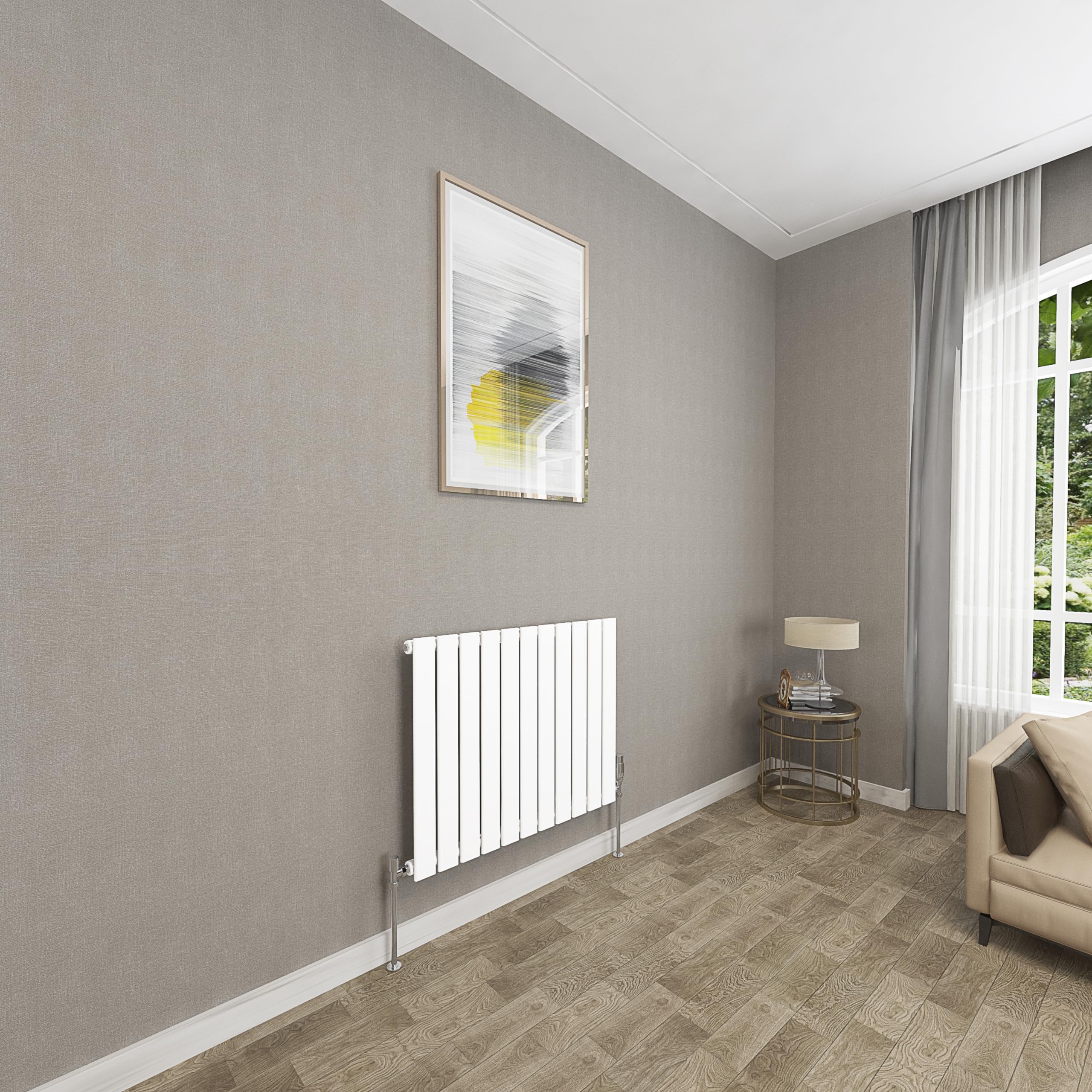 Sky Bathroom White | 600X748mm Horizontal Designer Radiators Flat Panel Single Panel Central Heating Radiator