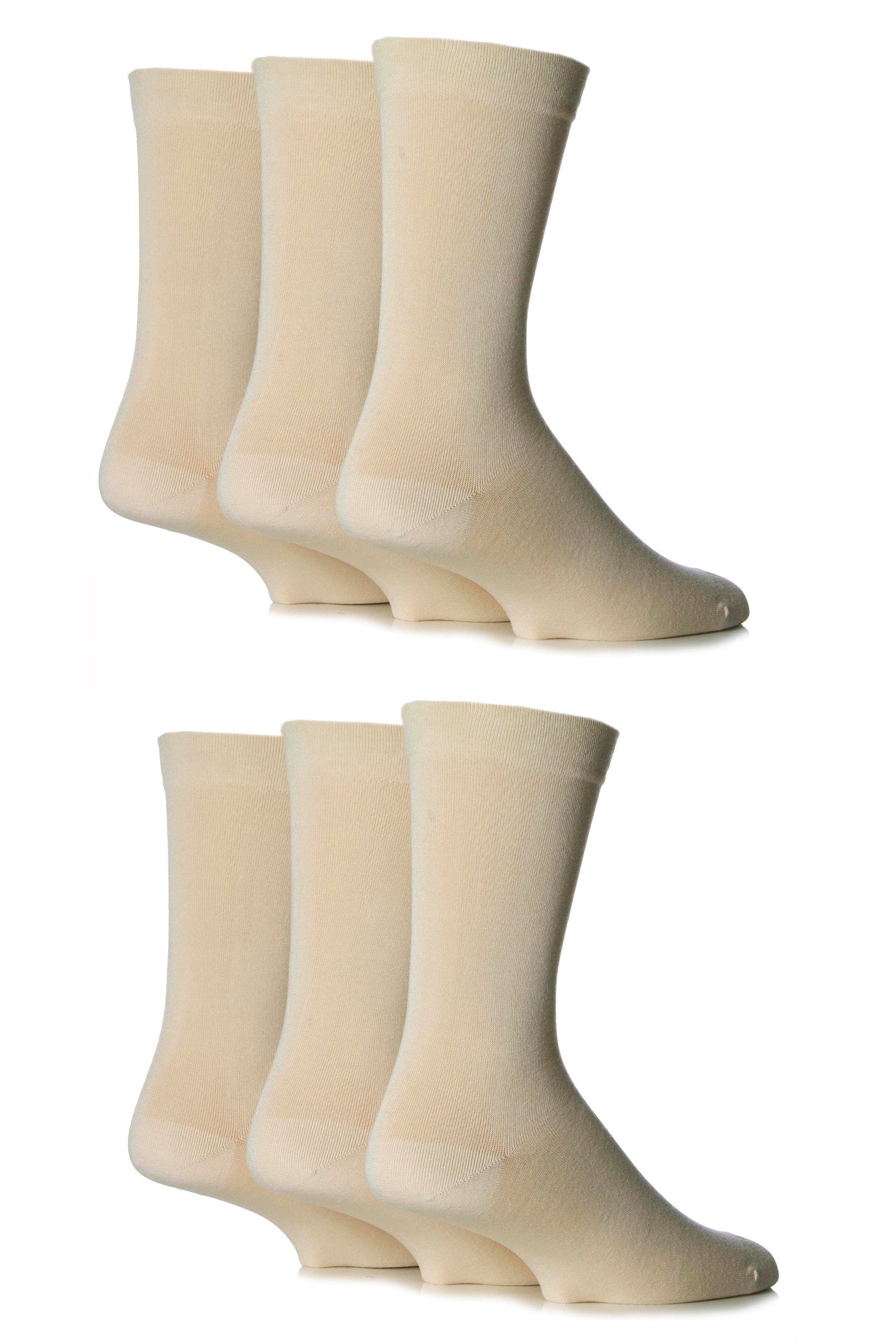 Sockshop Men's Natural 6 Pair Socks - Soft, Breathable & Cooling Bamboo Socks With A Gentle Comfort Cuff In Plains And Stripes, Bright And Colourful Multipack 6-11