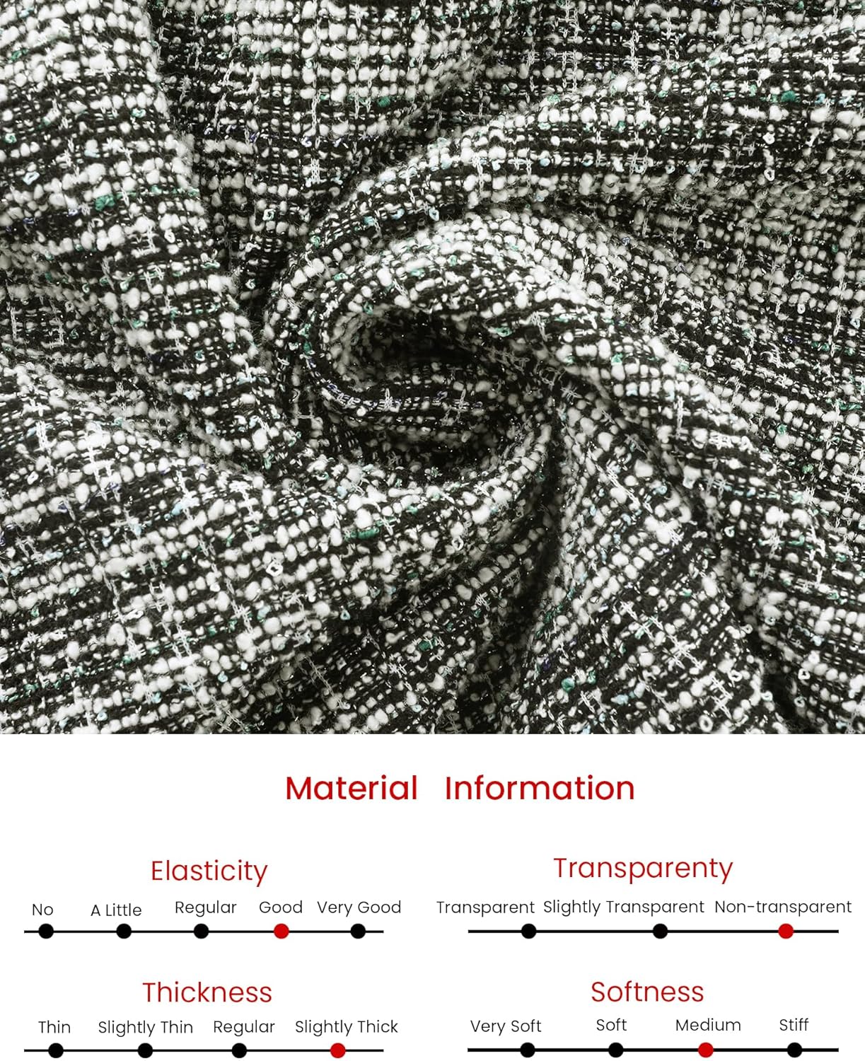 Women's Tweed Dress Long Sleeve Tie Waist Pleated Hem Wedding Cocktail A Line Dresses - Image 6