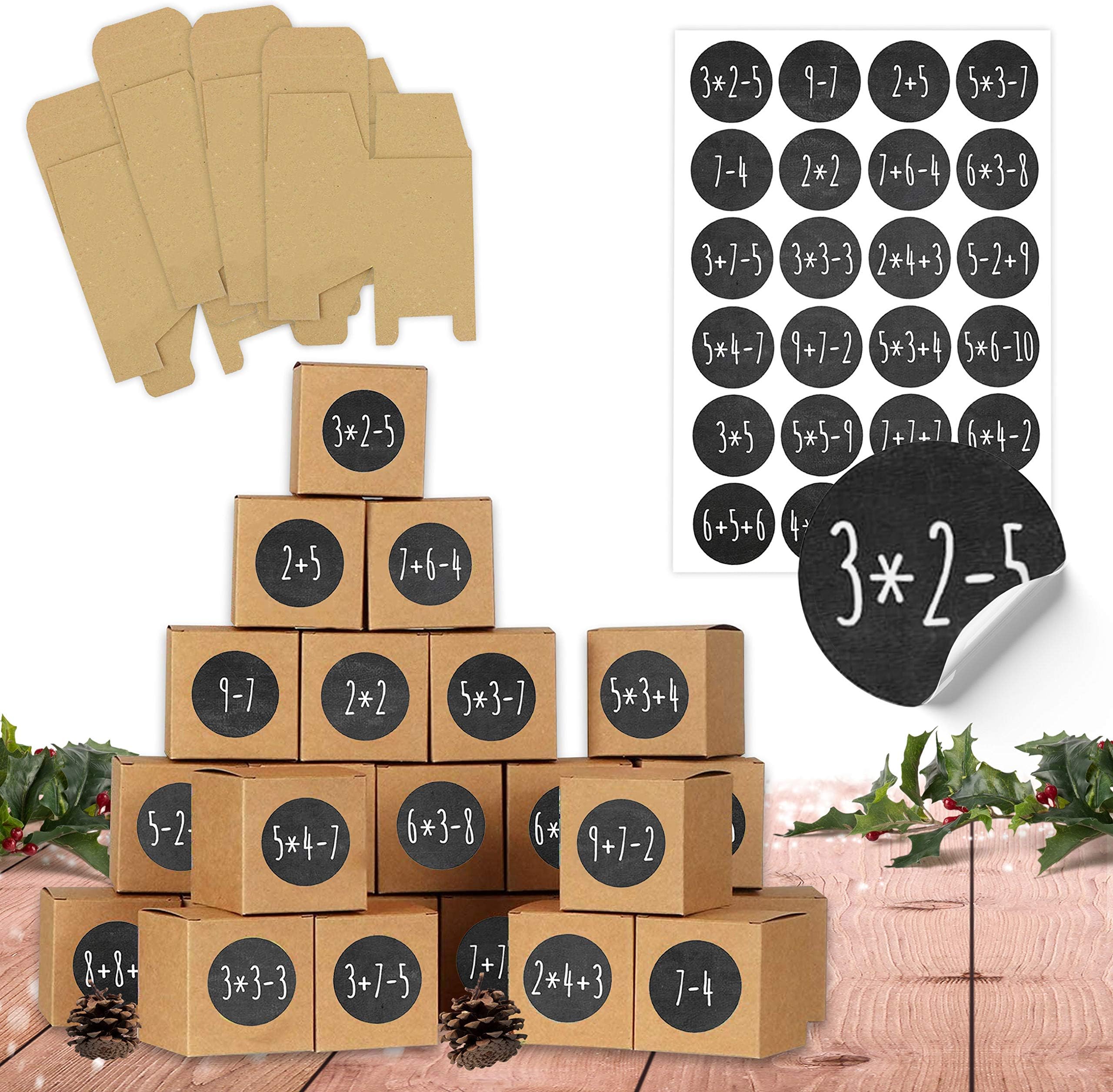 Ihaspoko Adventskalender Zum Befüllen - 24 Geschenktüten Mit Aufklebern & Clips
