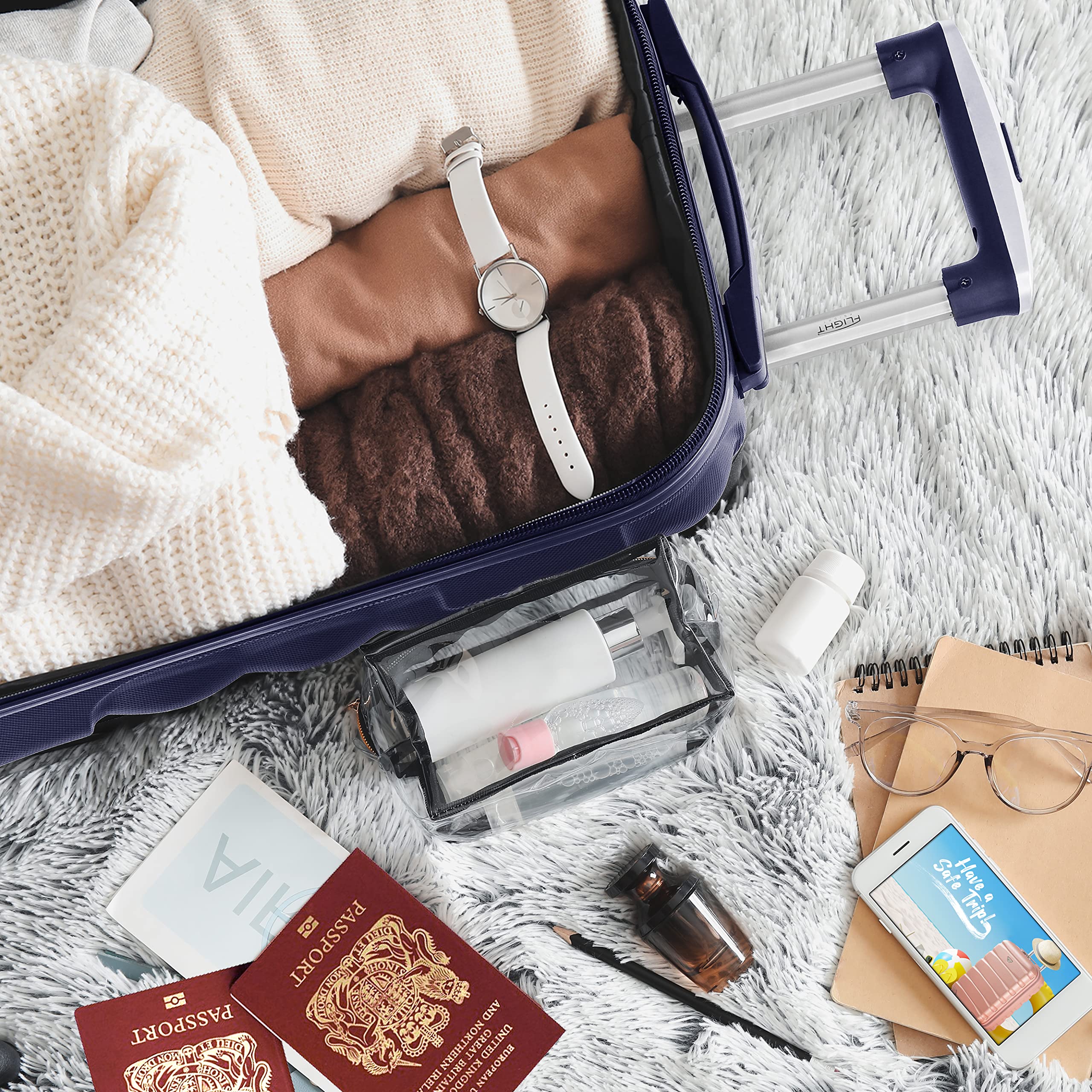 Flight Knight Bubble Suitcase Ryanair easyJet Jet2 Approved 8 Wheel Hardcase Suitcases Cabin or Medium & Large Check-in Sizes