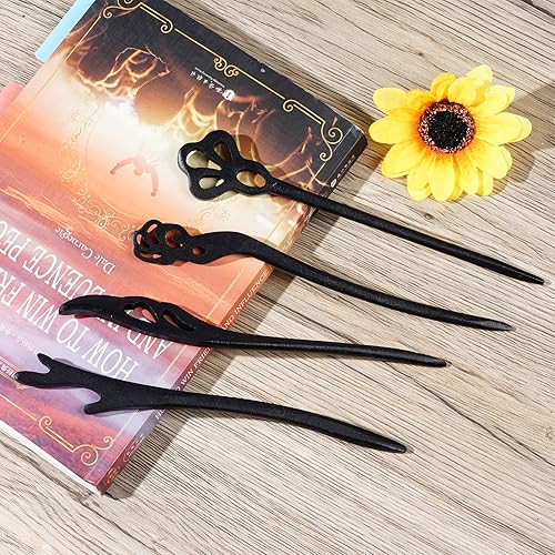 Miniatura 4 de Miayon 10 palillos de madera para el pelo chignon japonés, para mujeres y niñas, accesorios para el cabello hechos a mano
