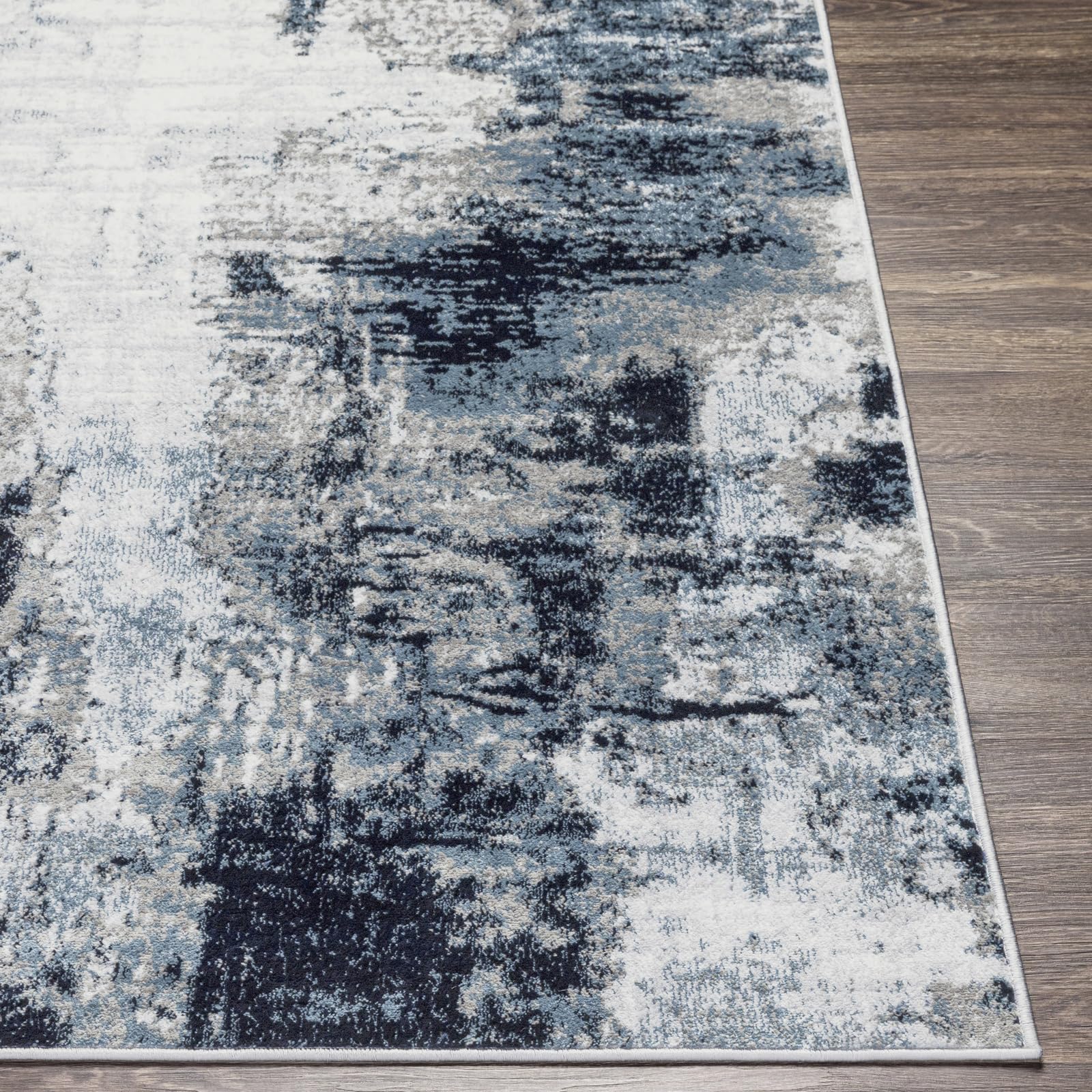 Livabliss Giulia Astratto Rectangle Tappeto | Azzurro cielo, Azzurro inchiostro, Carbone | 120x170cm | Soggiorno e Camera da Letto | Tessuto a Macchina Poliestere