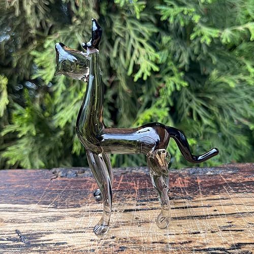 Miniatura 6 de Gray Glass Dog Figurine Hand-Blown Murano-Style Miniature Collectible Puppy Ornament for Shelf or Desk Gift for Dog Lovers & Home Décor