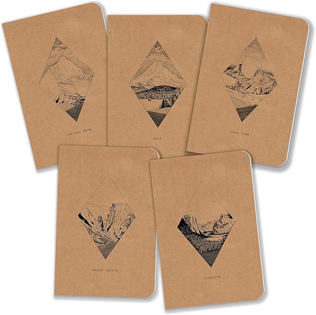 Field Journal/Pocket Notebook by Bright Day - 3.5" x 5.5" Lined Memo Book - Mountain Collection Pack of 5