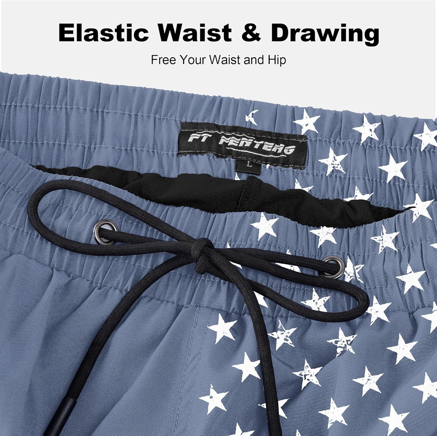 FT FENTENG Mens Swim Trunks with Compression Liner 9" Stretch Board Shorts 2 in 1 Quick Dry Swimwear Bathing Suits - Image 6