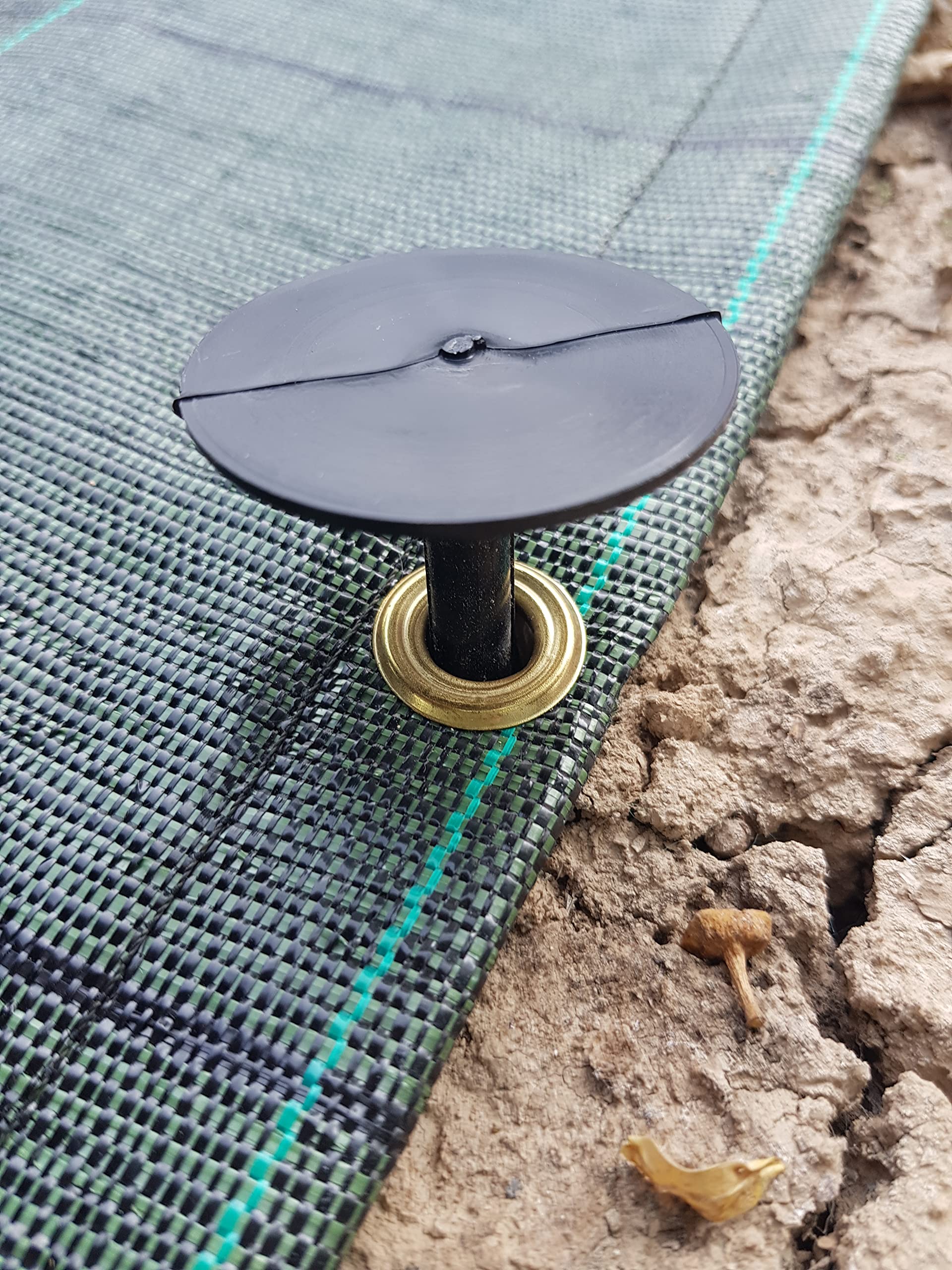 Piquetas para Suelo de Camping | Pack de 10 | Largo 20 cm y Diámetro 8 mm | Agarre y Durabilidad | Cabezal Redondo y Plano | Reutilizables, Negro, Plástico