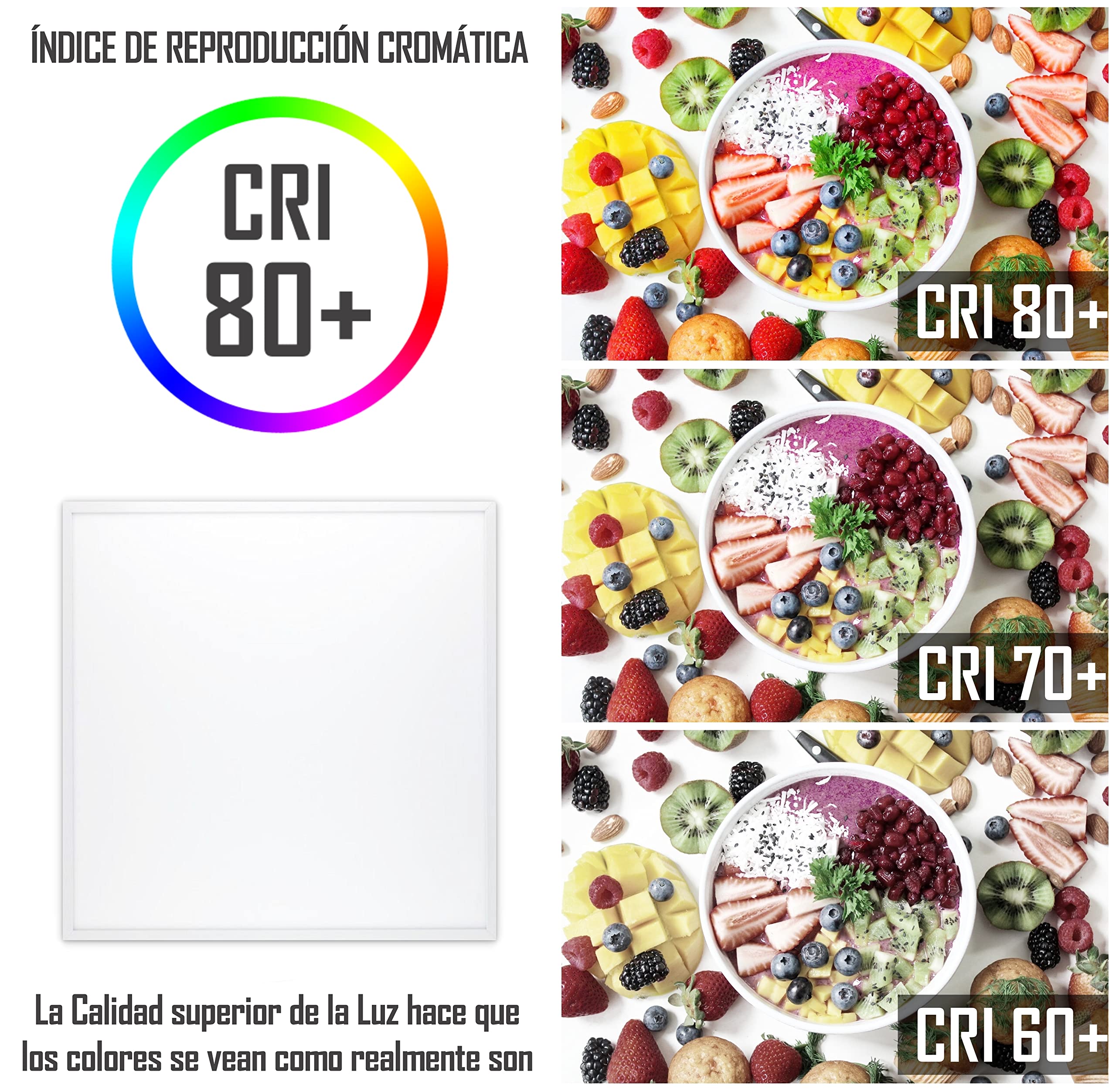 CLAR HYBEC - Panel LED 60x60 cm 40W, Focos LED Interior, Placas Techo Desmontable, Pantalla LED Para Falso Techo, Driver Incluido, Luz Neutra 4000ºK (Pack 5)