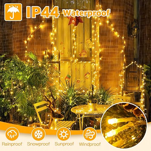 Miniatura 5 de Ollny 120LED 40FT String Lights, Waterproof Connectable Christmas Lights with Timer 8 Modes, Warm White Plug in Fairy Light for Indoor Outdoor