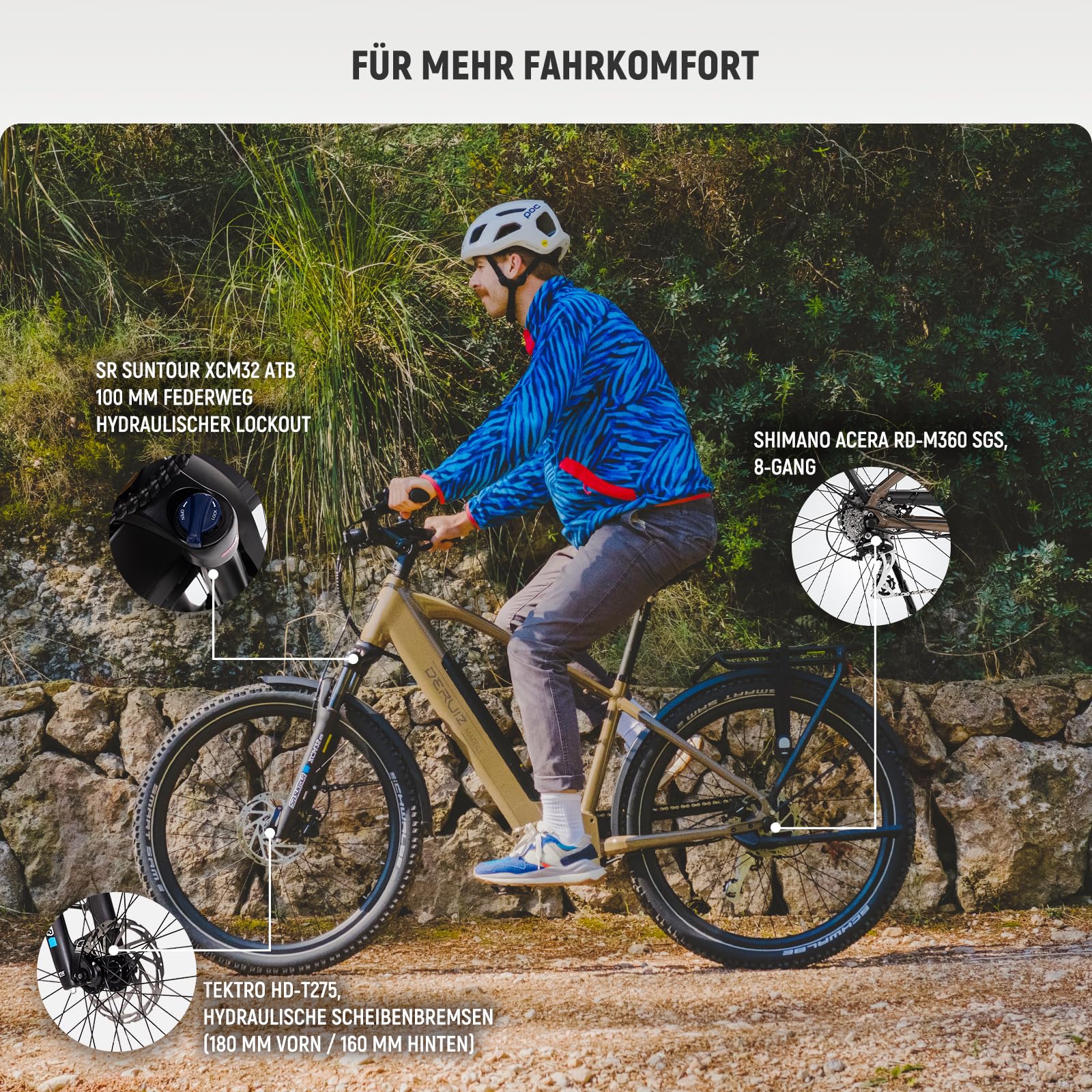 DERUIZ Marble SUV Vélo électrique 27,5" 644 Wh capteur de couple freins hydrauliques dérailleur 8 vitesses tout-terrain