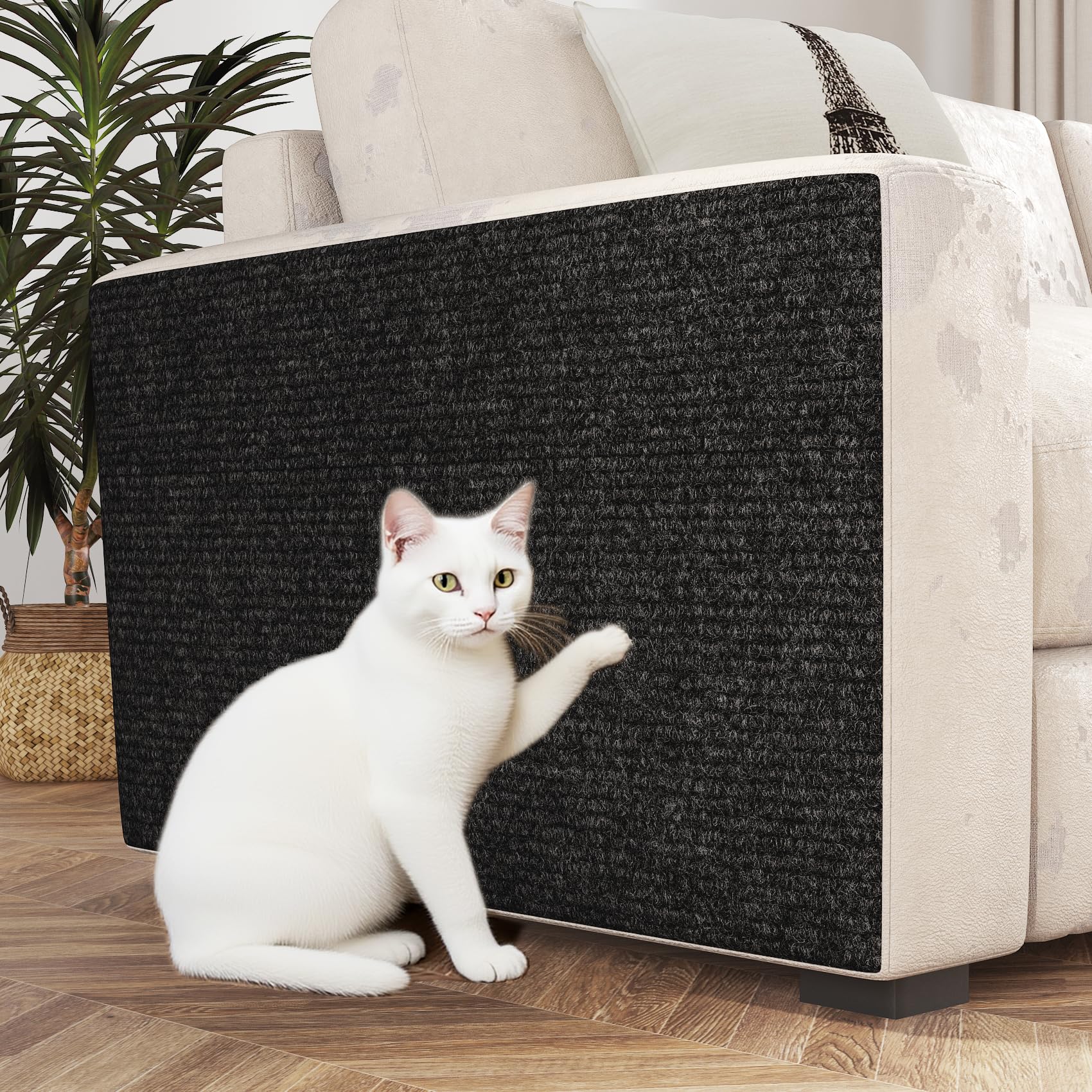 Tapis à fixer au mur pour chats Decotalk griffoir adhésif noir de salon