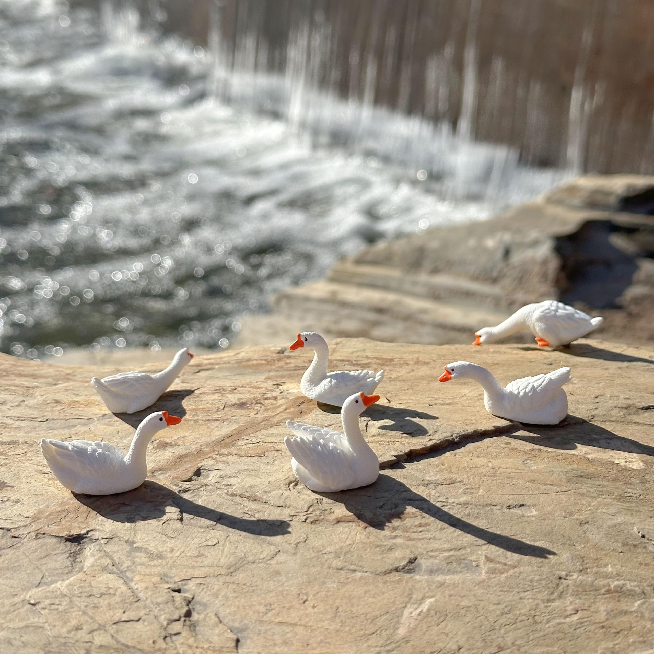 Mini-Gänse-Figuren Aus Resin – 6 Stück, Weiß, Für Feengarten, Deko & Basteln