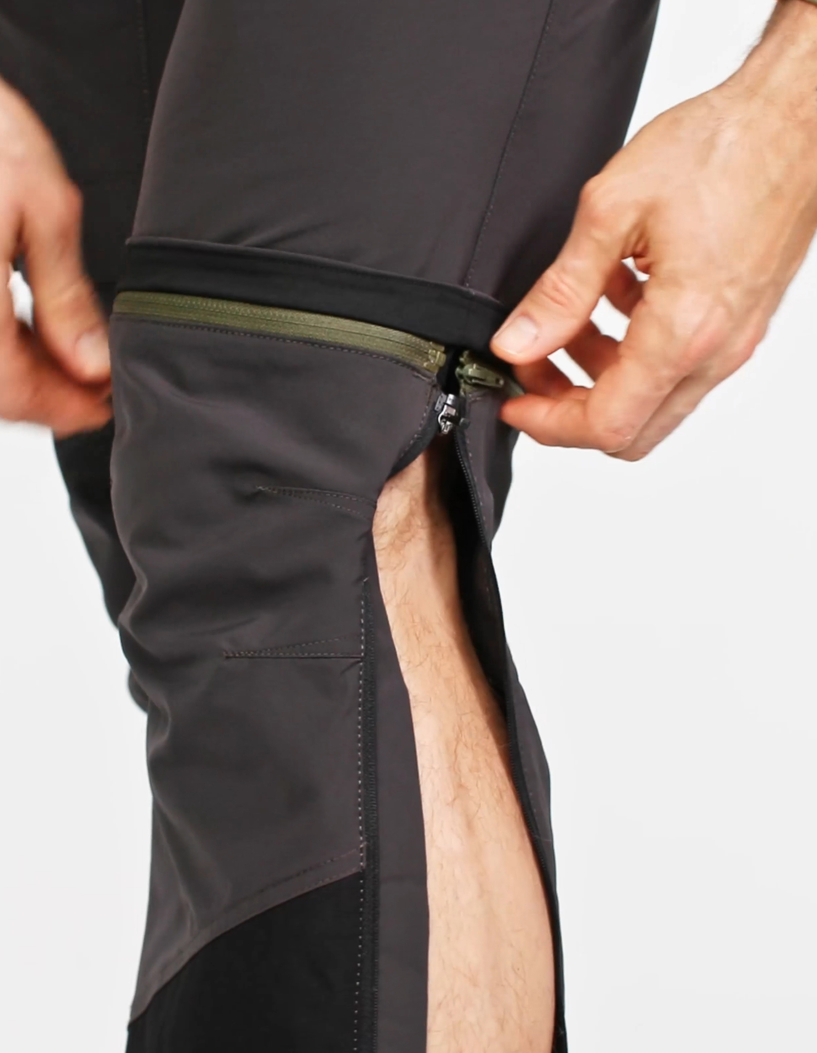 RevolutionRace RVRC GP Pro Stretch Zip-Off Pants voor Heren, Afritsbare Wandelbroek voor Buitenactiviteiten, Anthracite/Black, S