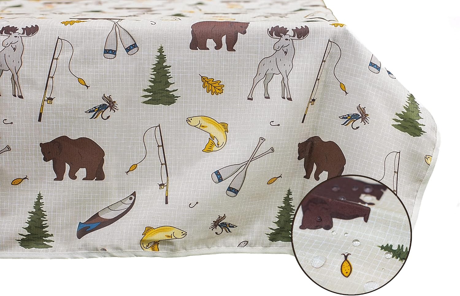 FoxCarr RV and Camping Table Cloth Will fit a 6ft or 8ft Picnic Table. Made of Polyester. This Camping Tablecloth is Washable. This Camping Accessories is for Outdoor Table Cover Product Name