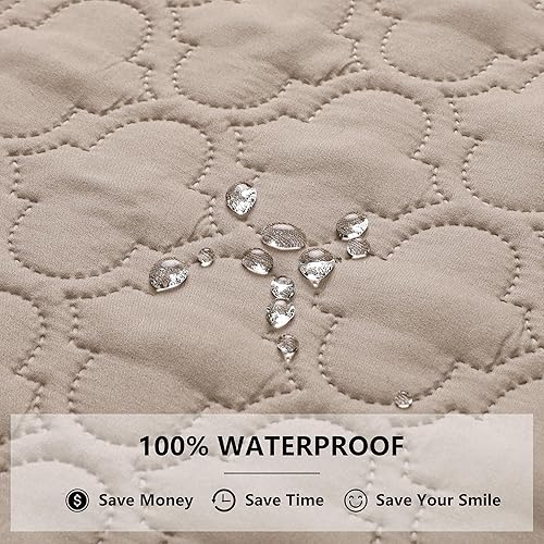 Miniatura 2 de Funda de sofá impermeable lavable para perros, manta reversible para cama para perro, protector de muebles para mascotas (68 x 82 pulgadas, crema +
