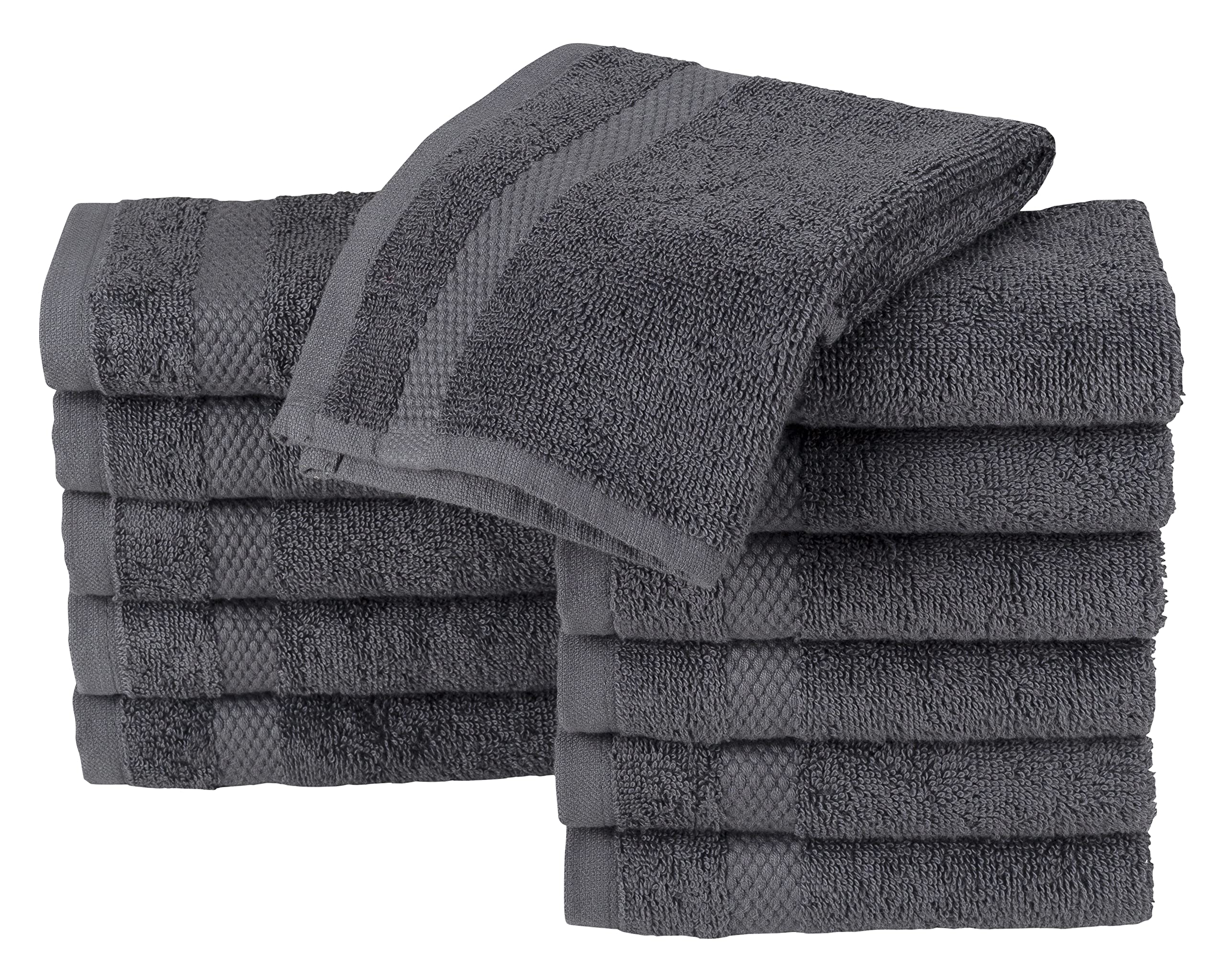 La Maison 100% Egyptian Cotton 600GSM Premium Towels Super Soft Everyday Use Fade Resistant Highly Absorbent Quick Dry Face Hand Bath Sheet (12 Pack Face Cloths, Charcoal)