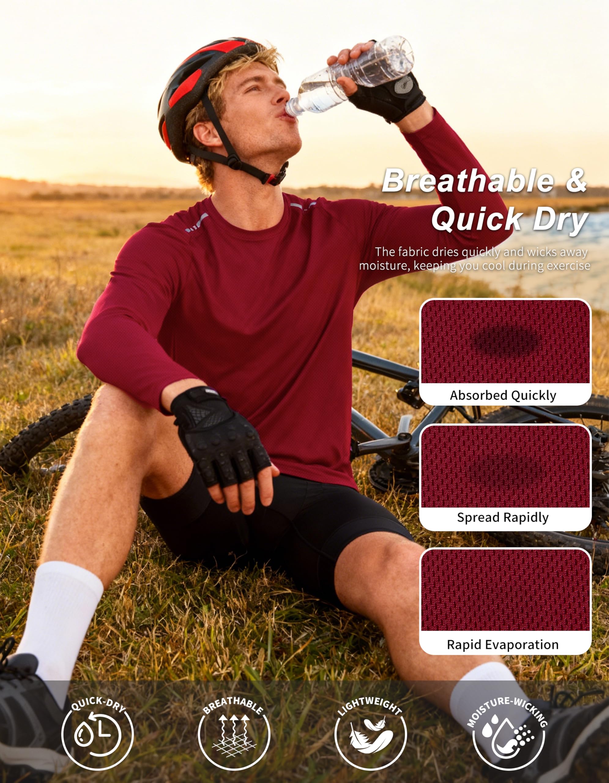 Holure Paquete de 3 o 5 camisetas de entrenamiento para hombre, camiseta de secado rápido, absorbe la humedad, camisetas de manga larga atléticas con costuras reflectantes y planas