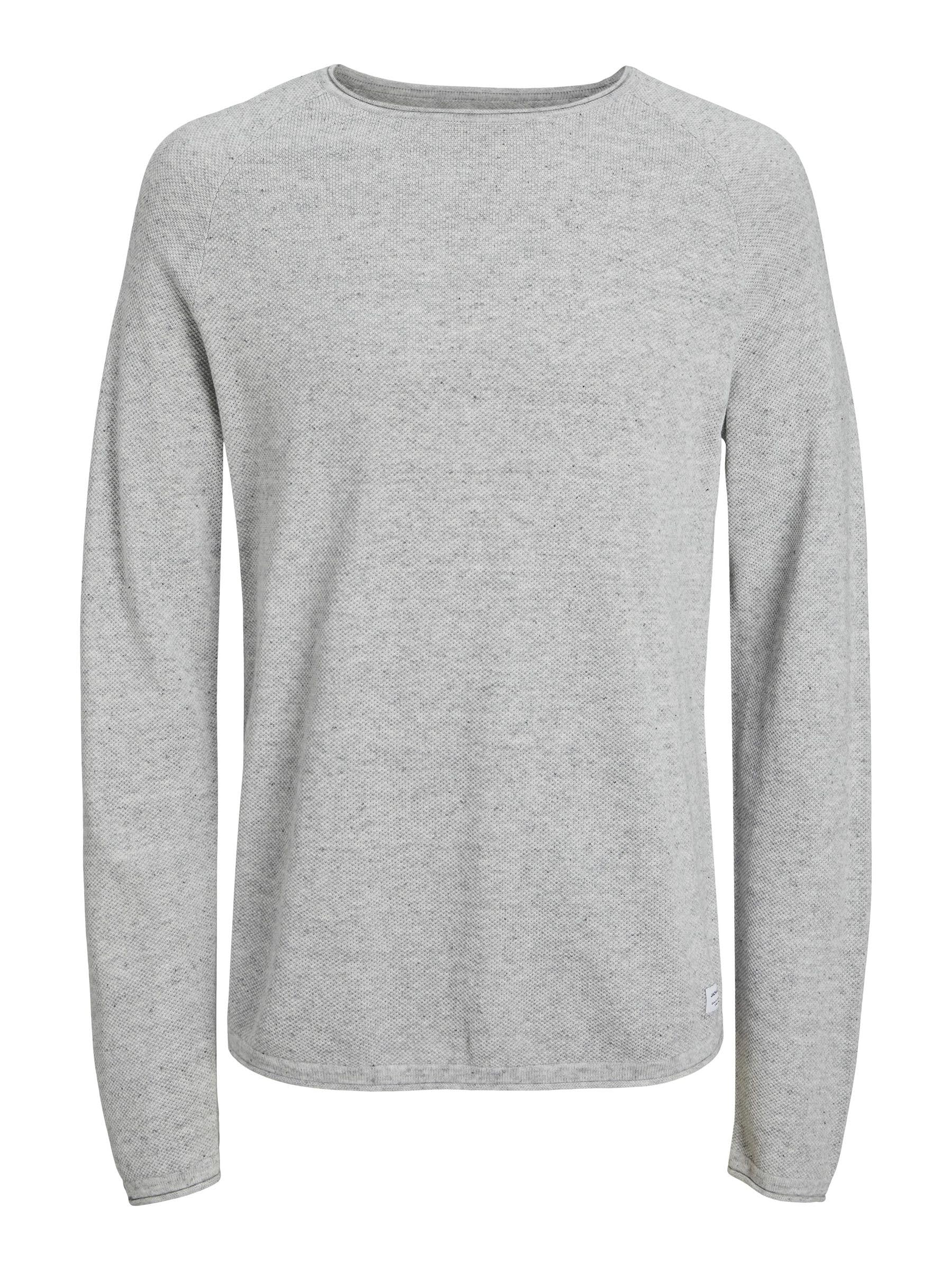 JACK & JONES Men's Jjehill Knit Crew Neck Noos Sweater, Light Grey Mix, S