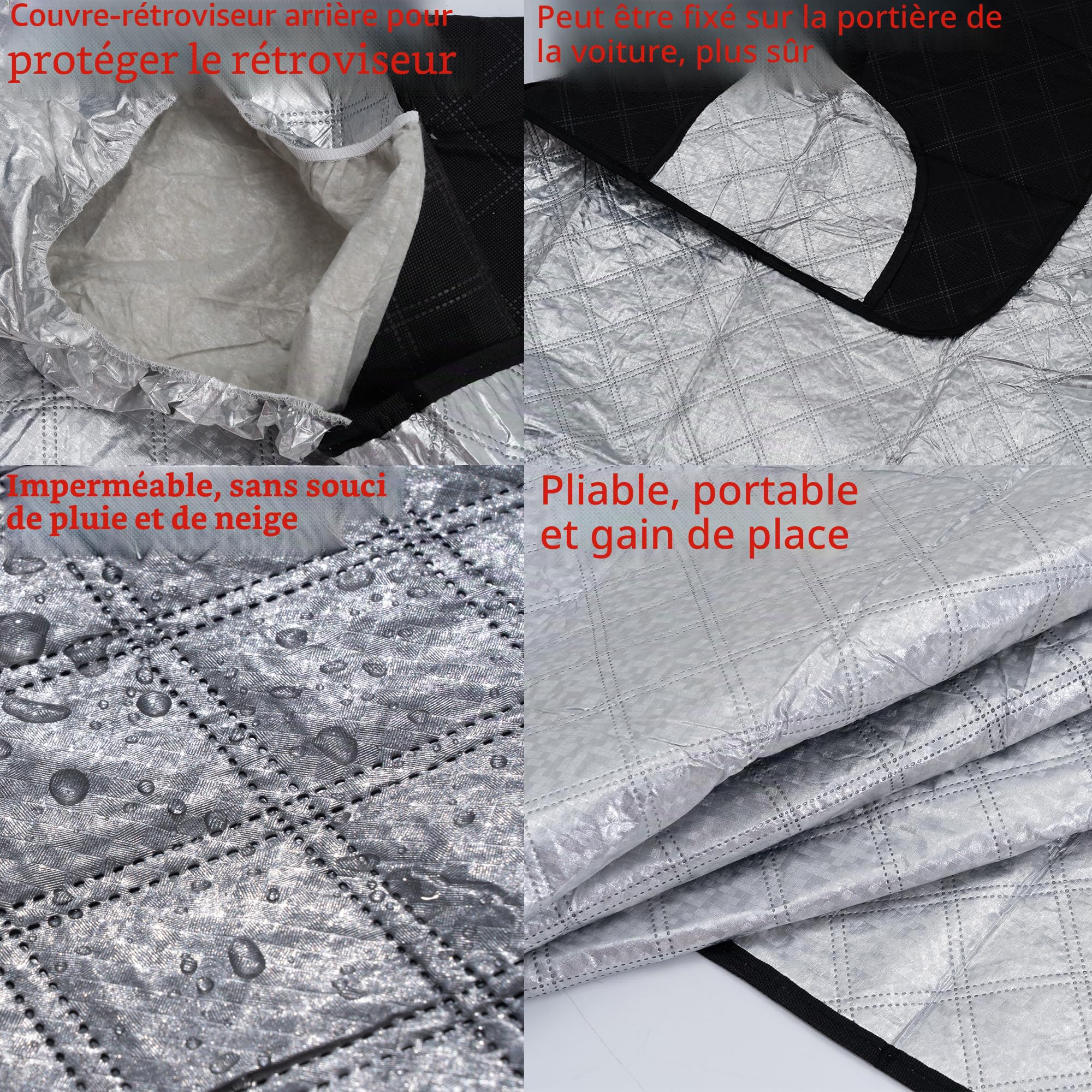 Housse de pare-brise de voiture, ultra-épaisse et pour toute la saison de protection contre les rayonnements, le soleil, la neige et le gel, 9 aimants pour protection des vitres de voiture, 190 cm x
