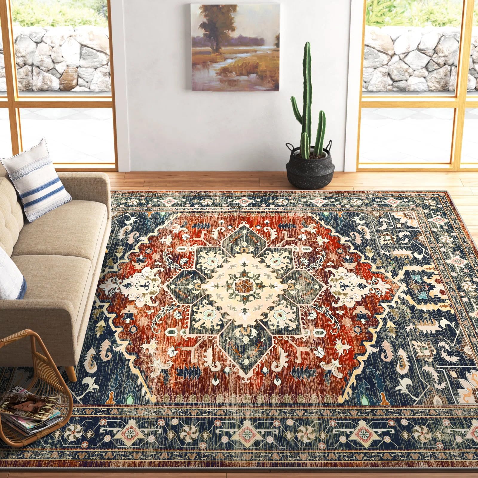 Amazon.com: Yamaziot 6x9 Large Area Rug, Non-Slip Washable Boho