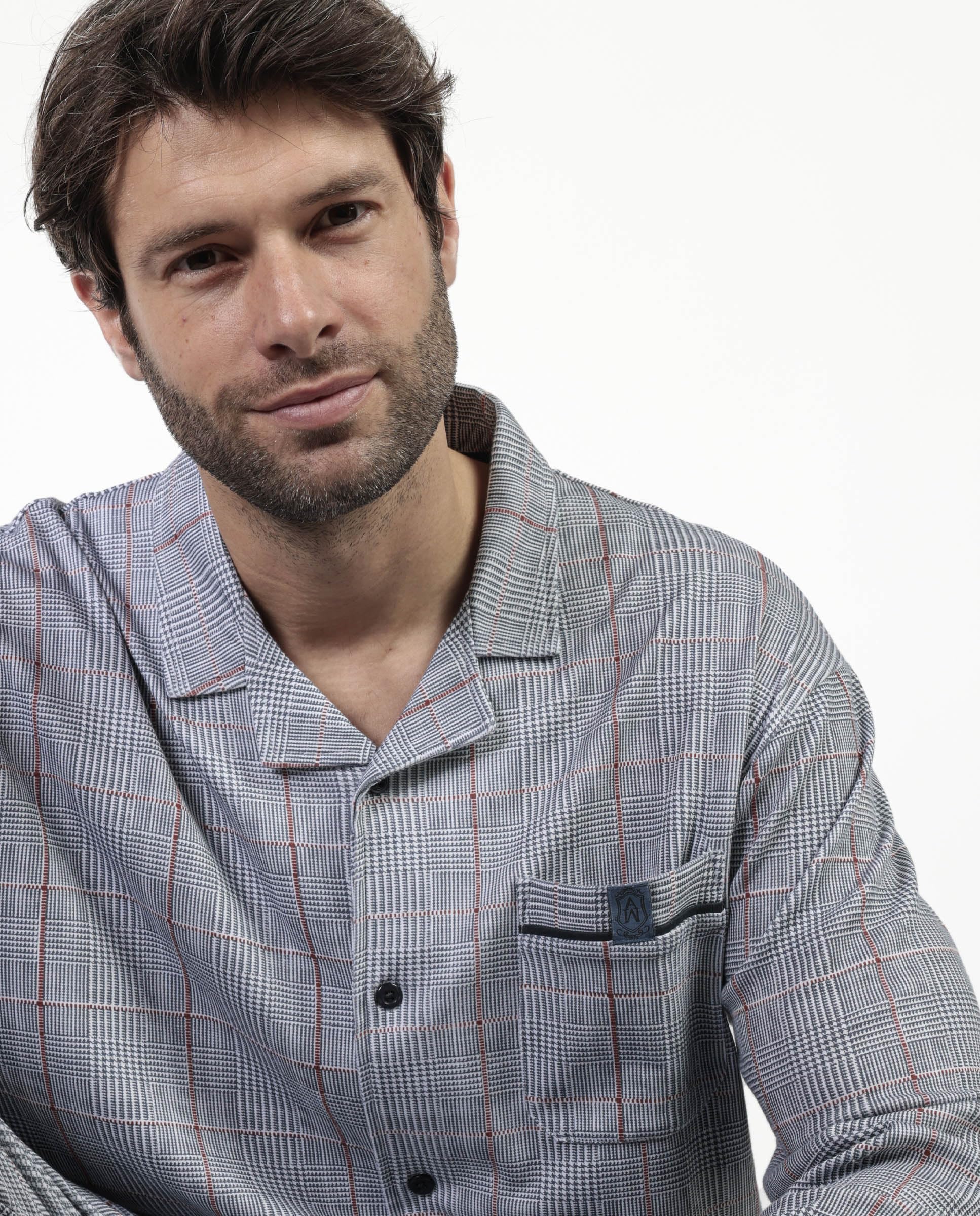 ADMAS Classic Pijama Manga Larga Abierto Harris para Hombre