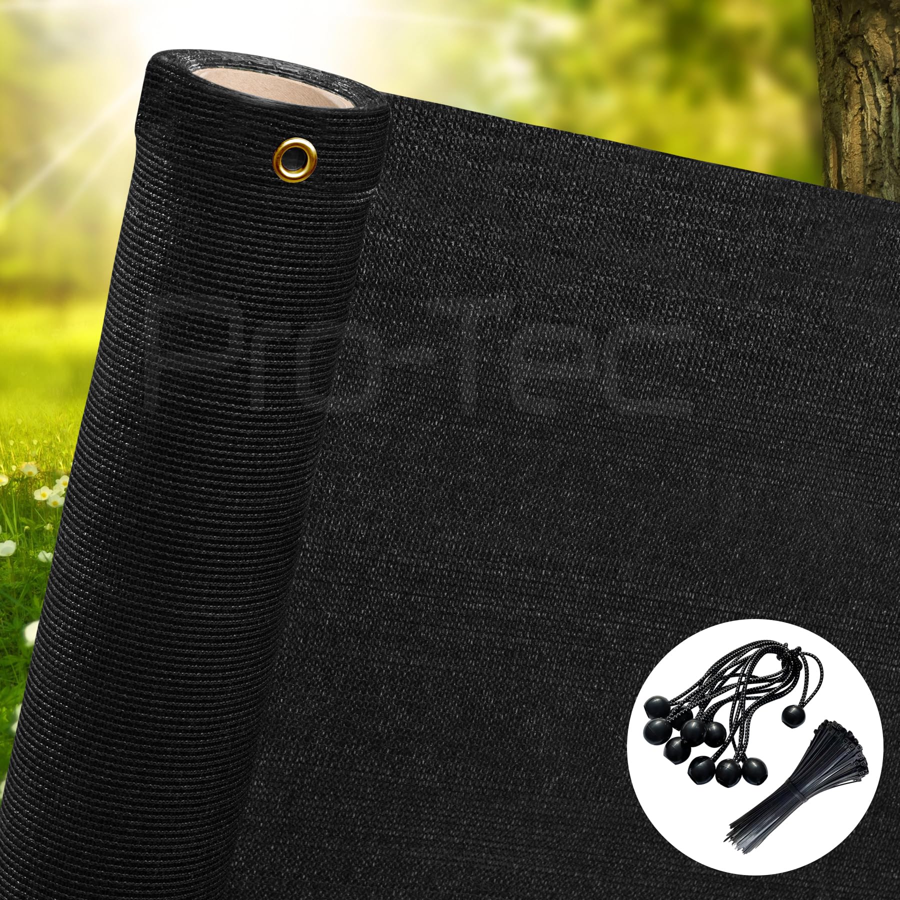 Pro-Tec 1m,1.5m, 2m High Garden Privacy Screen Netting Fence Screening Balcony Screen Windbreak 95% Shade Security Safety Net Black FREE 6 Bungees 20 Zip Ties Included