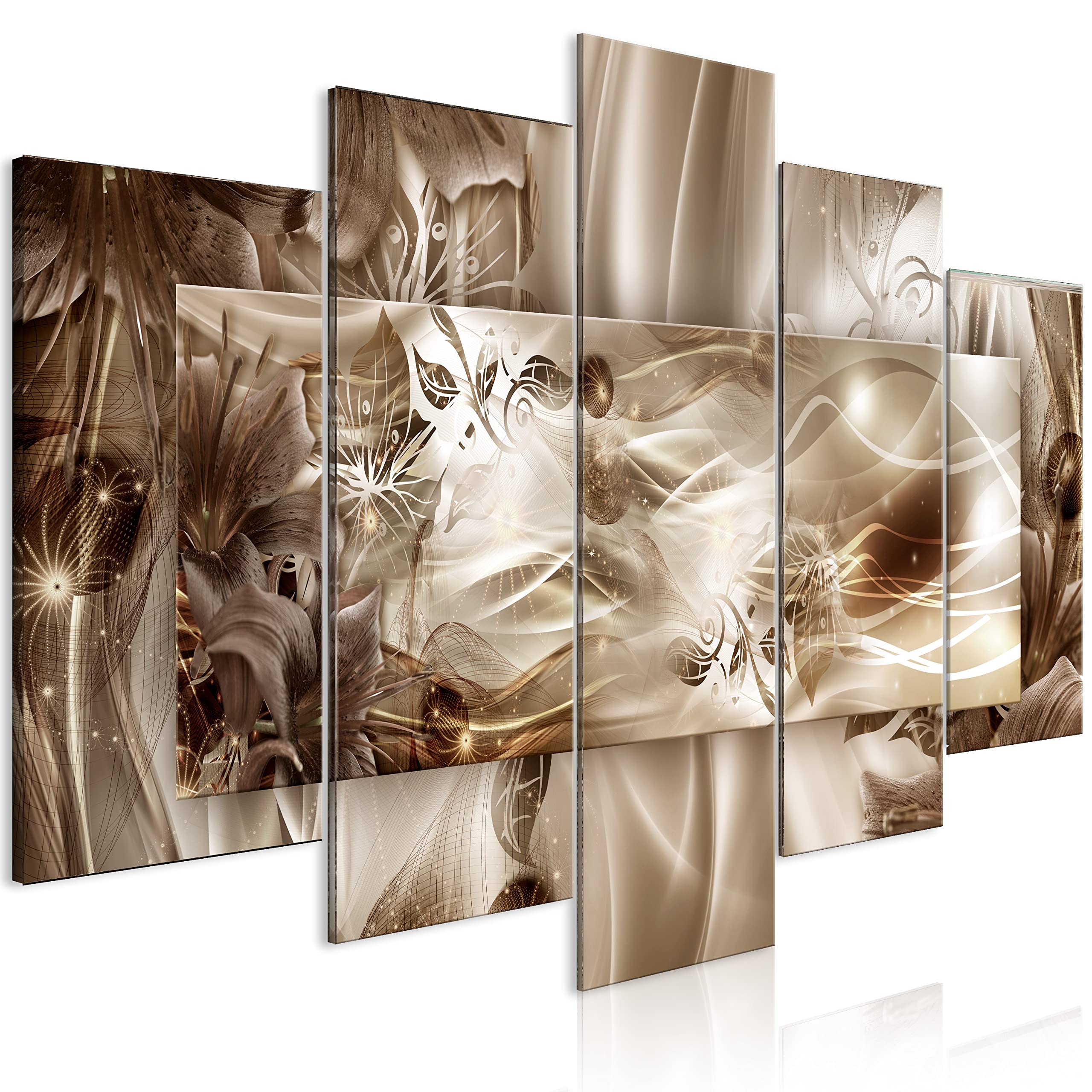 artgeist Acoustic Canvas Wall Art Abstract 90x45 in - 5pcs Picture with Acoustic Foam Sound Print Artwork Room Acoustics Soundproofing - Ornament Flowers Lilies a-C-10041-b-a