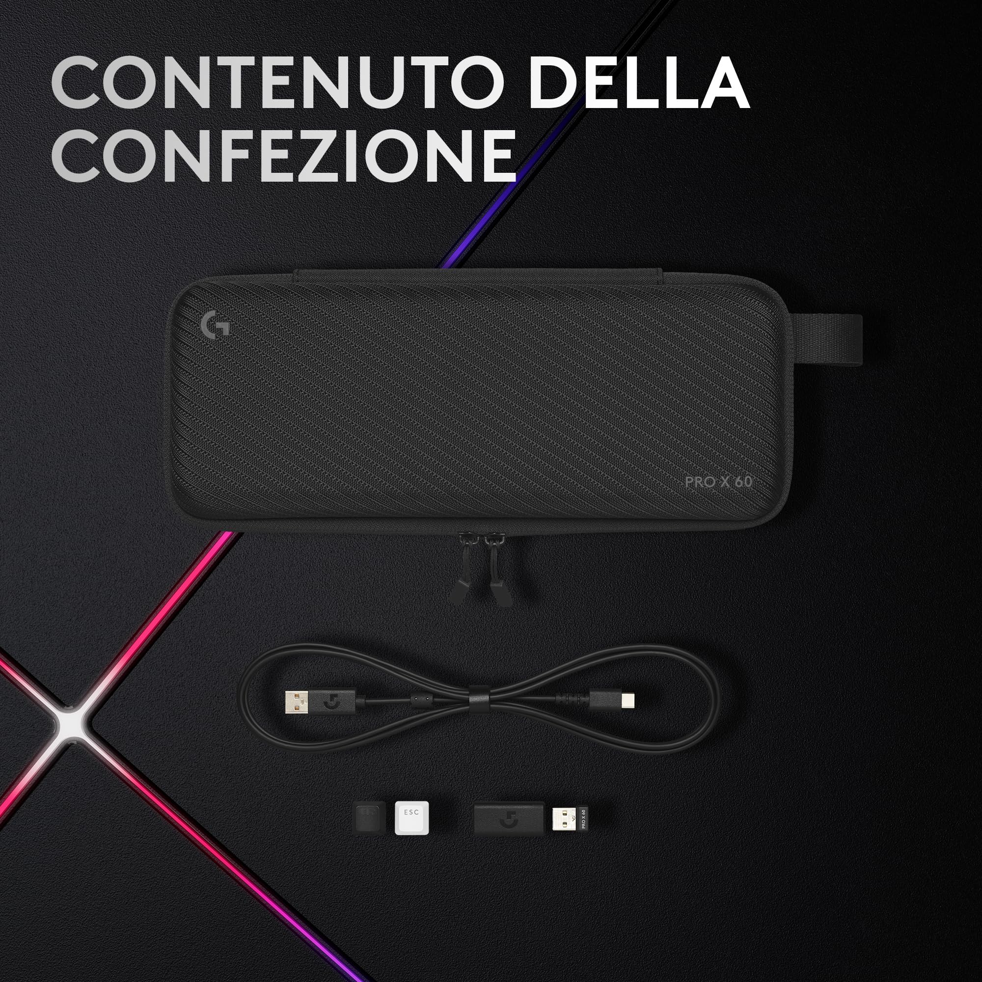 Logitech G PRO X 60 LIGHTSPEED, Tastiera Gaming Wireless, Tastiera Meccanica 60% Ultra Compatta TKL, LIGHTSYNC RGB, Copritasti in PBT Bicomponente, Tattili Optical, Windows PC QWERTY US INTL - Bianco