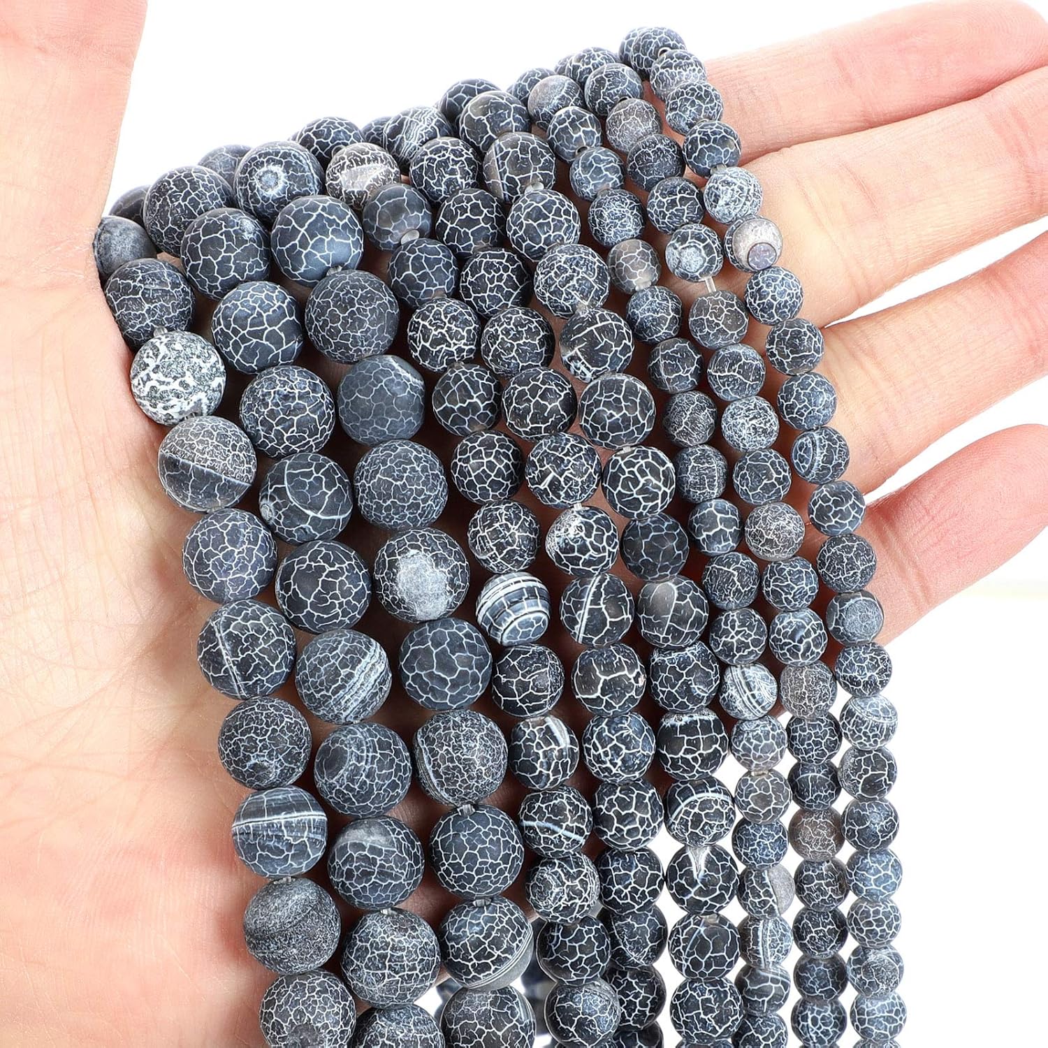 45pcs 8mm Matte Black Weathered Natural Stone Beads Unpolished Gemstone Gem Strand Round Loose Beads for Jewelry Making,Energy Stone Healing Power Black weathered 8mm