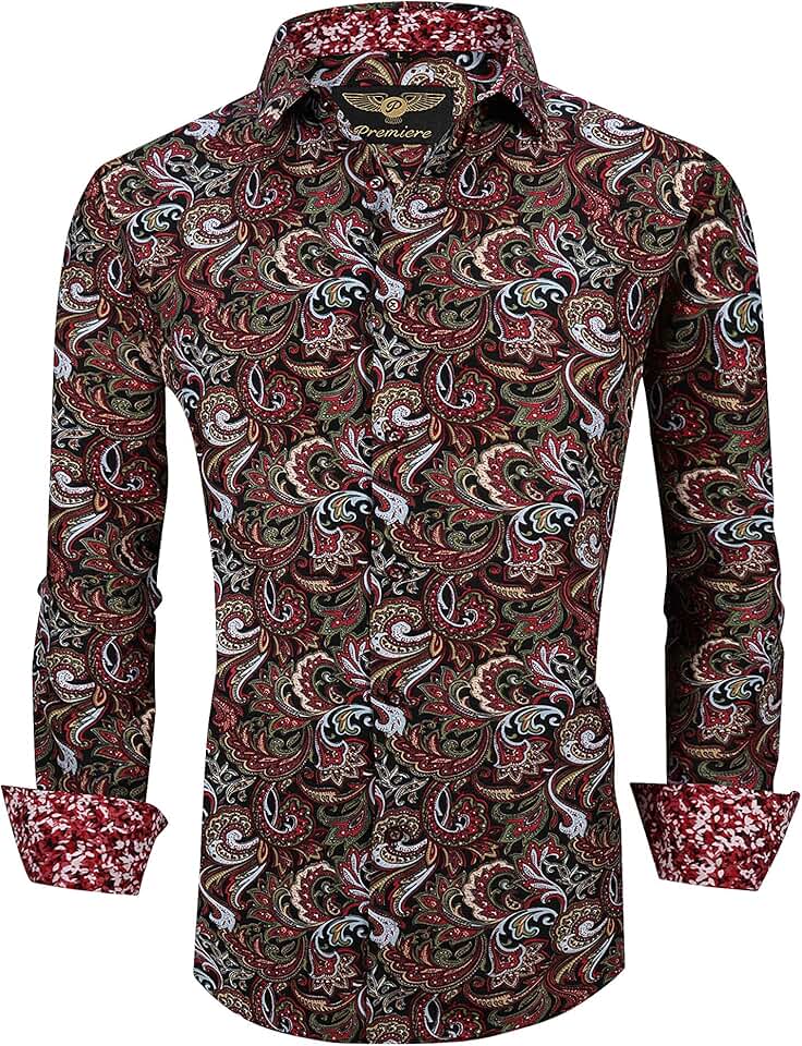 Men's Ivory Paisley Dress Shirt by Statement Suits main image 1
