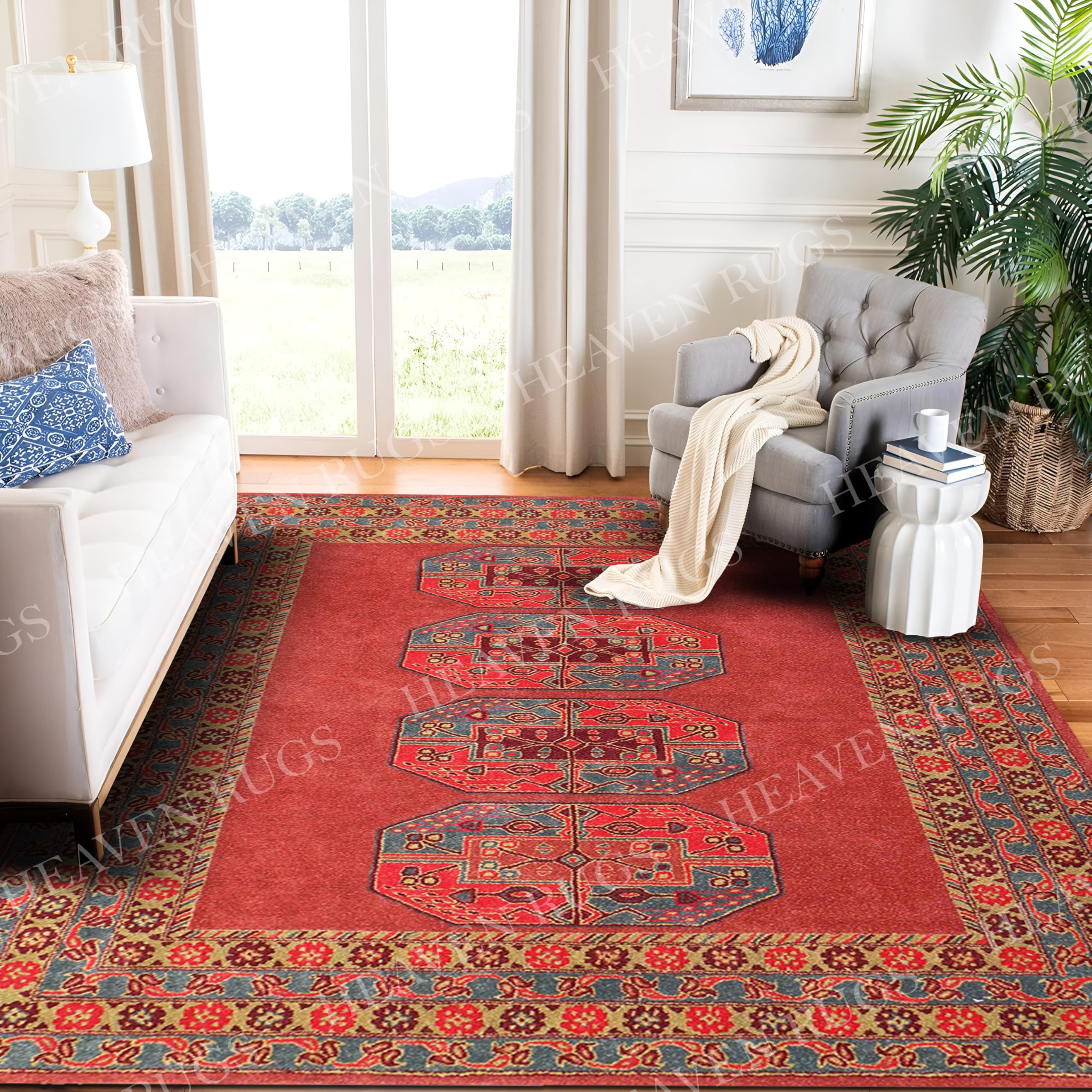 Grand Tapis Oriental Hamedan 240x105cm – Laine Tissée Main – Vintage Années 70-90
