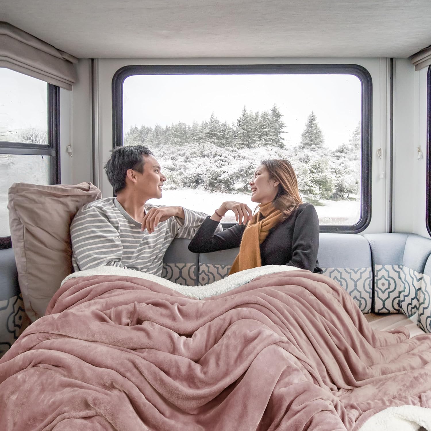 Utopia Bedding Sherpa Blanket California King Size (Rose Pink, 102x96 Inches) - Soft Lightweight Plush Fleece Reversible Blanket for Bed, Sofa, Couch, Camping and Travel - Image 4