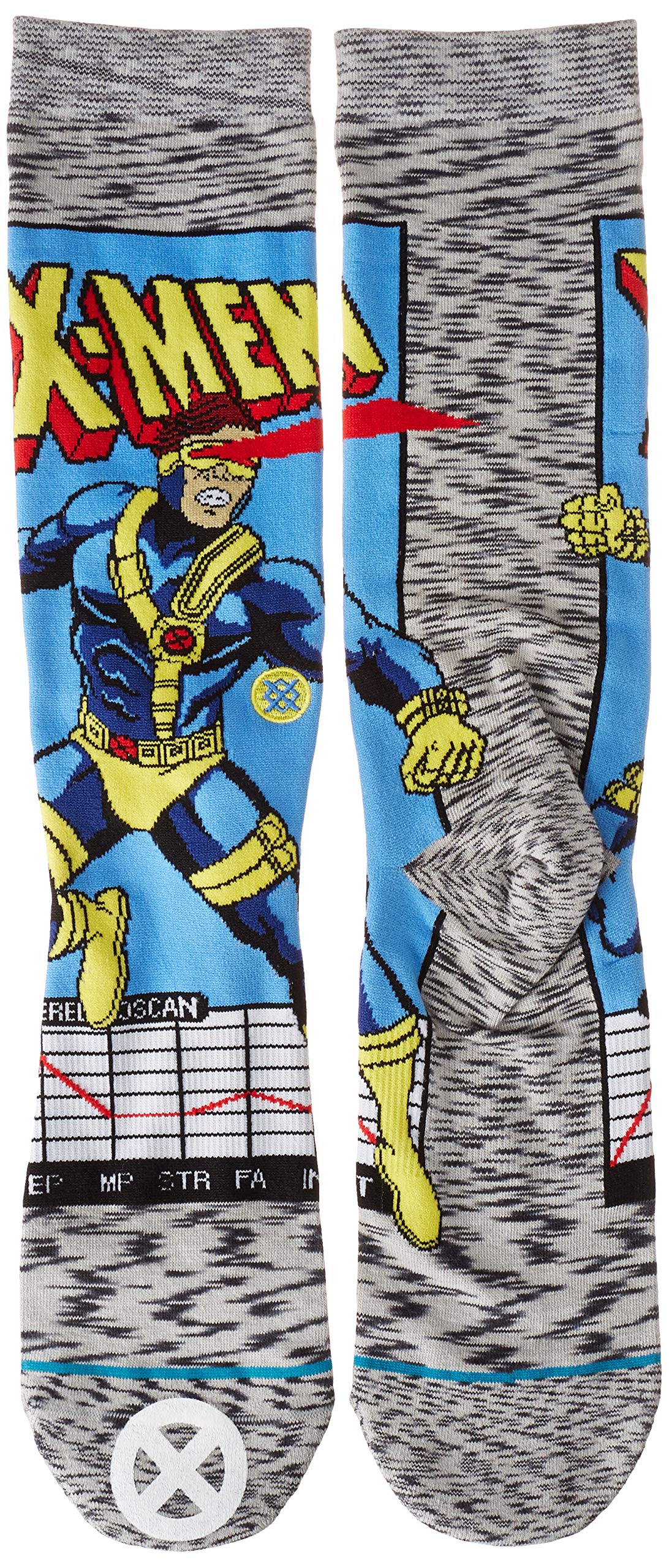 Stancex Marvel Cyclops Comic Socks - Grey | Stance Mens Crew Length Socks