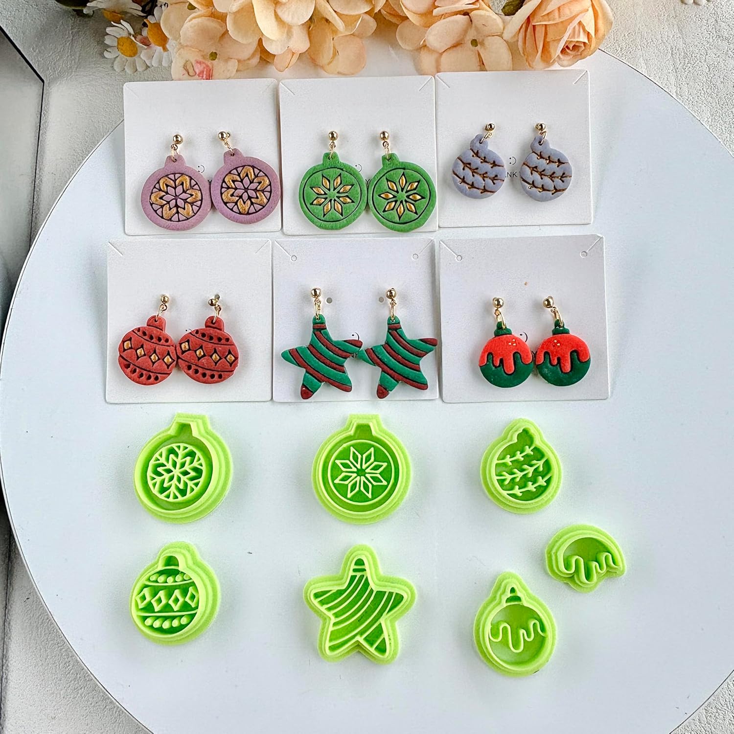 7pcs Christmas Polymer Clay Cutters Set, Clay Cutters for Clay Jewelry, Clay Earring Cutter, Polymer Clay Kit for DIY Tools Jewelry Earrings Making - Image 2