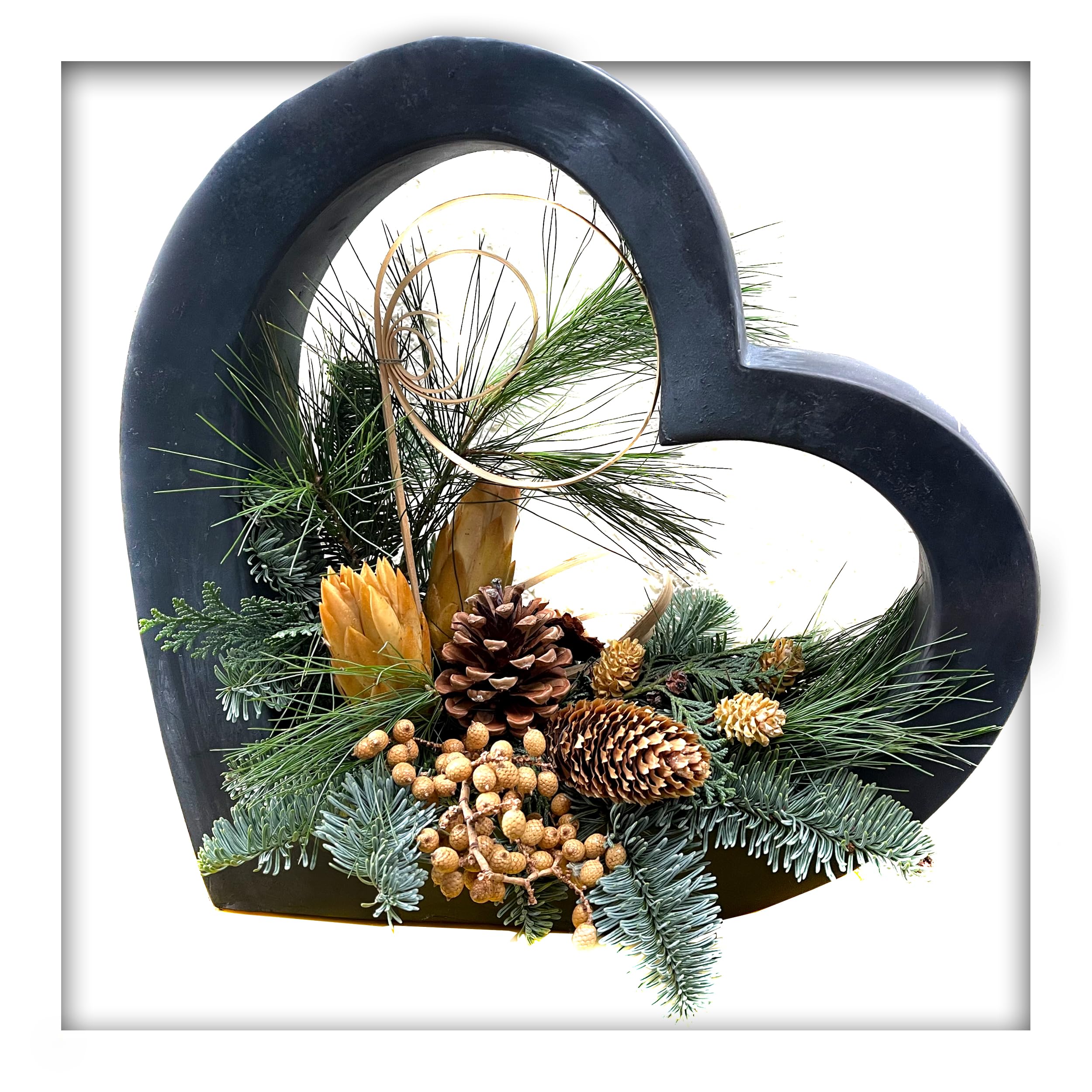 Pflanzschale Herz stehend Garten Blume Grab Grabschmuck Deko Anthrazit