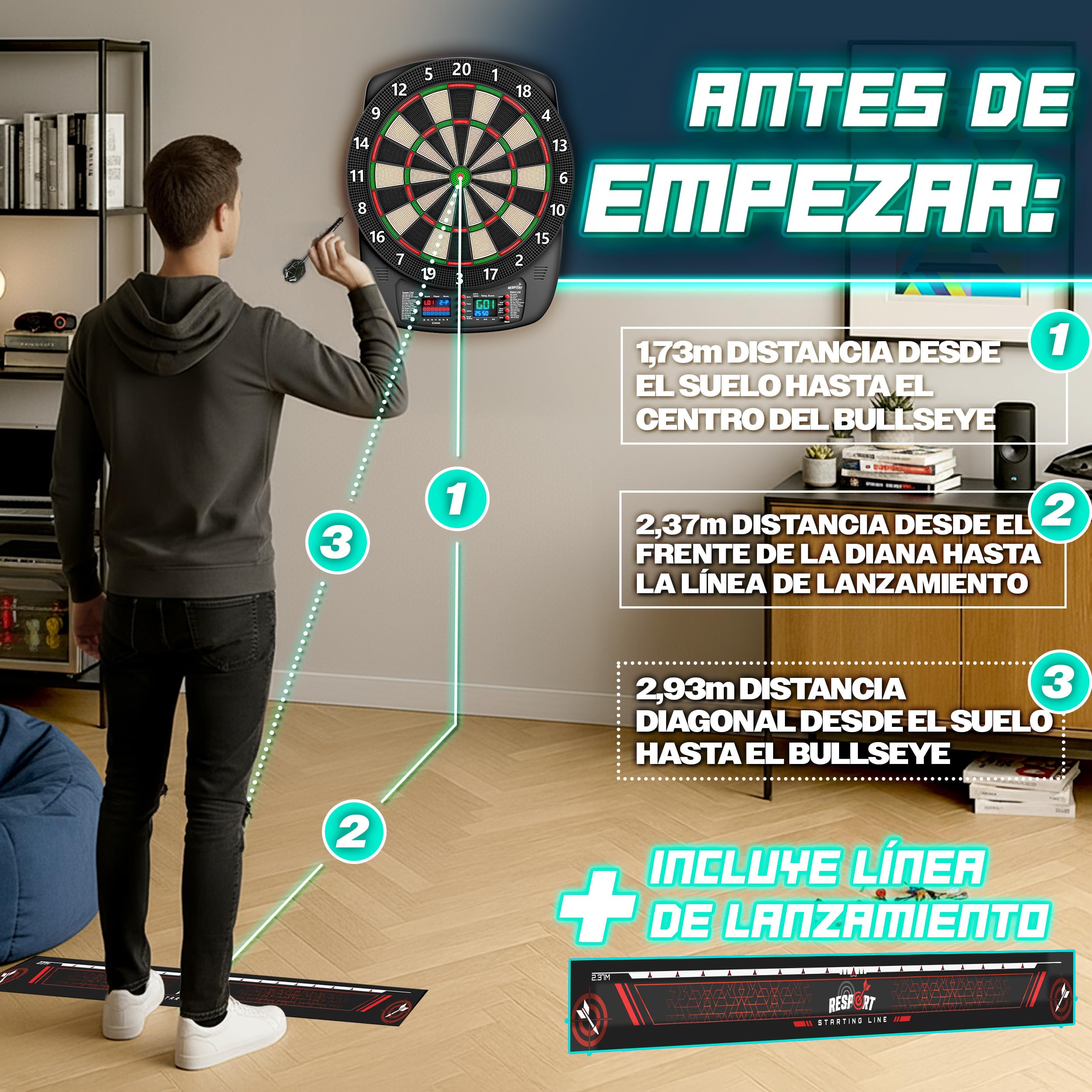 RE:SPORT Diana electrónica profesional 12 dardos 24 plumas Pro 100 puntas máquina de dardos electrónica 1-8 jugadores 427 variantes
