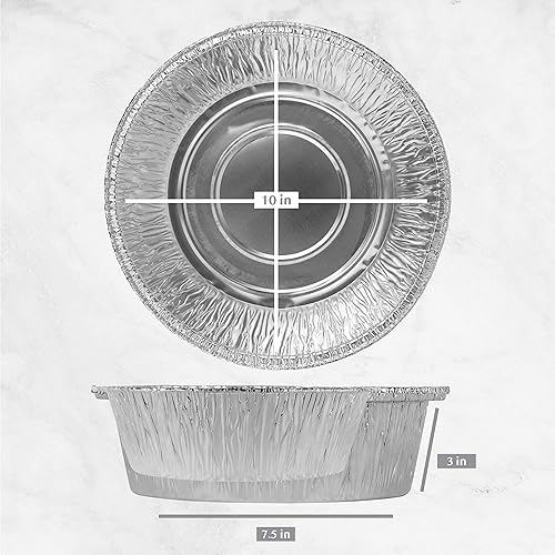 Miniatura 2 de PLASTICPRO Sartenes redondos de papel de aluminio de 10 pulgadas, desechables, aptos para congelador y horno, para hornear, cocinar, almacenar, asar