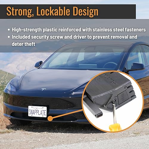 Miniatura 9 de + (Modelo S) Soporte para placa frontal  Fuerza optimizada, antirrobo, extraíble, altura ajustable, fabricado y patentado en Estados Unidos  para