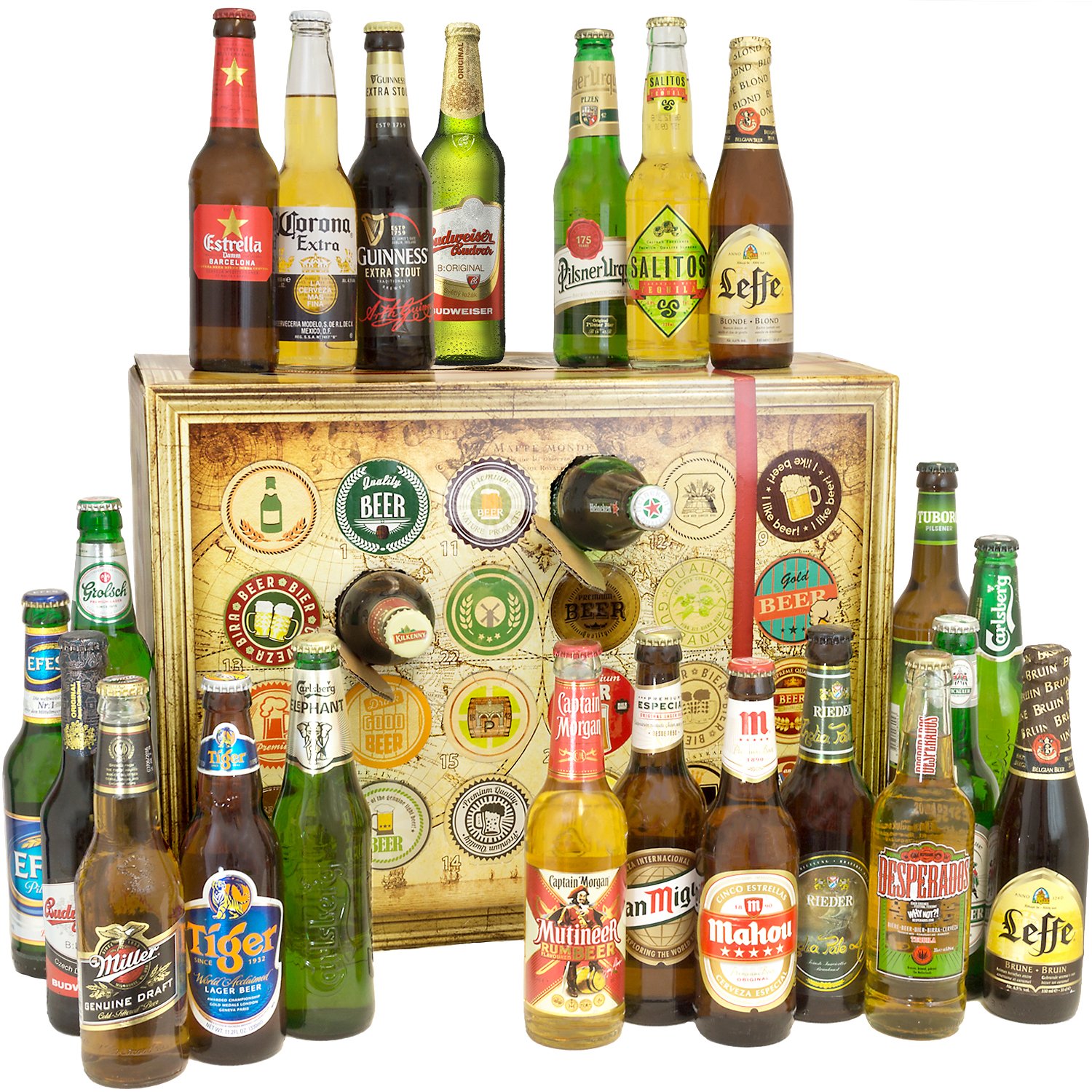 Monatsgeschenke Bier Adventskalender - 24 Biere aus aller Welt für Männer | Adventskalender Erwachsene mit Bierbuch, Bewertungsbogen, Urkunden & Geschenkkarten