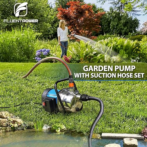 Miniatura 2 de FLUENTPOWER 1HP Bomba de transferencia de jardín portátil, bomba eléctrica de refuerzo de rociadores de 900 GPH, bomba de chorro de pozos poco