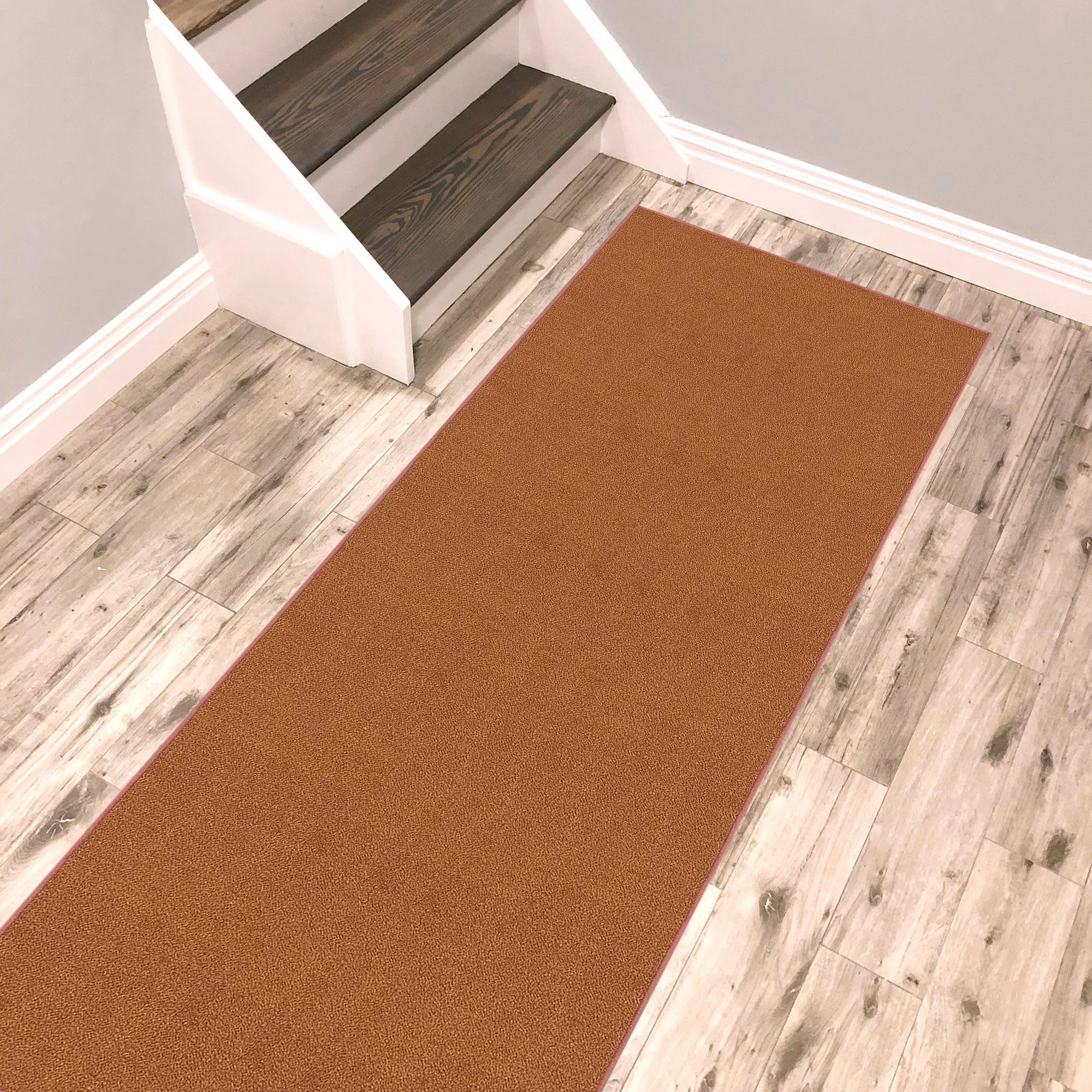Kapaqua Rust Orange Solid Colored Runner Rug Non Slip Rubber Grip Bottom Pet Friendly Kitchen Hallway Carpet Runner 2x3