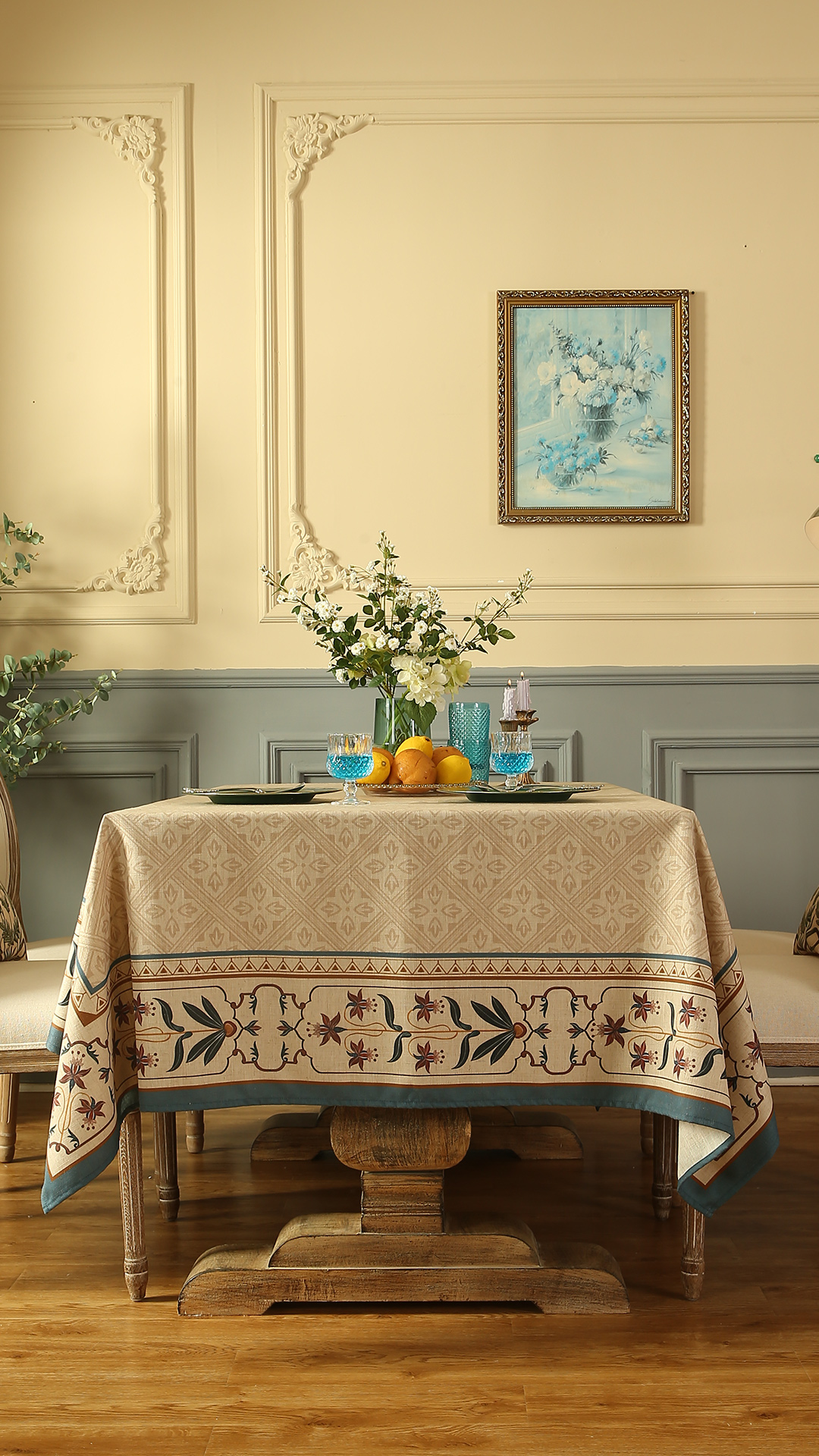 Patdrea Nappe Rectangulaire Brodée En Coton Doux Avec Volants