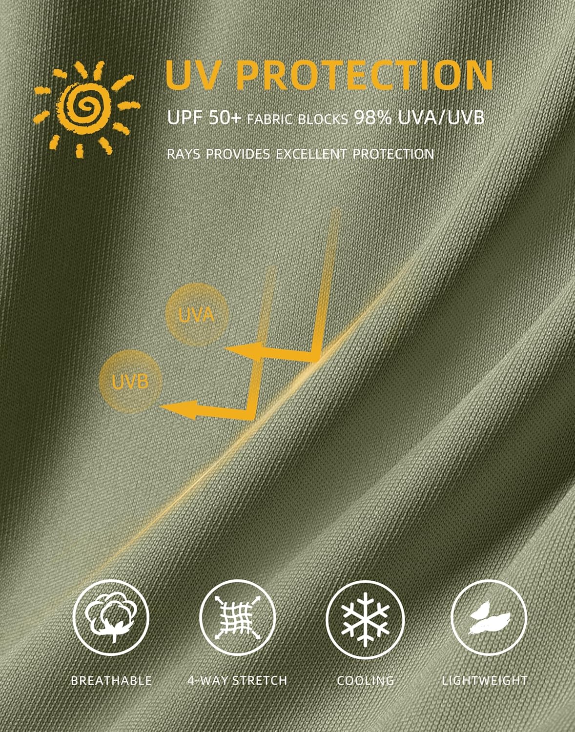 Men's Sun Protection Shirts UPF 50+ Long Sleeve Hoodie with 2 Pockets UV SPF Fishing Hiking Rash Guard Shirts - Image 6