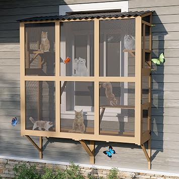 Catio Outdoor Cat Enclosure Window Perch for Multiple Indoor Cats